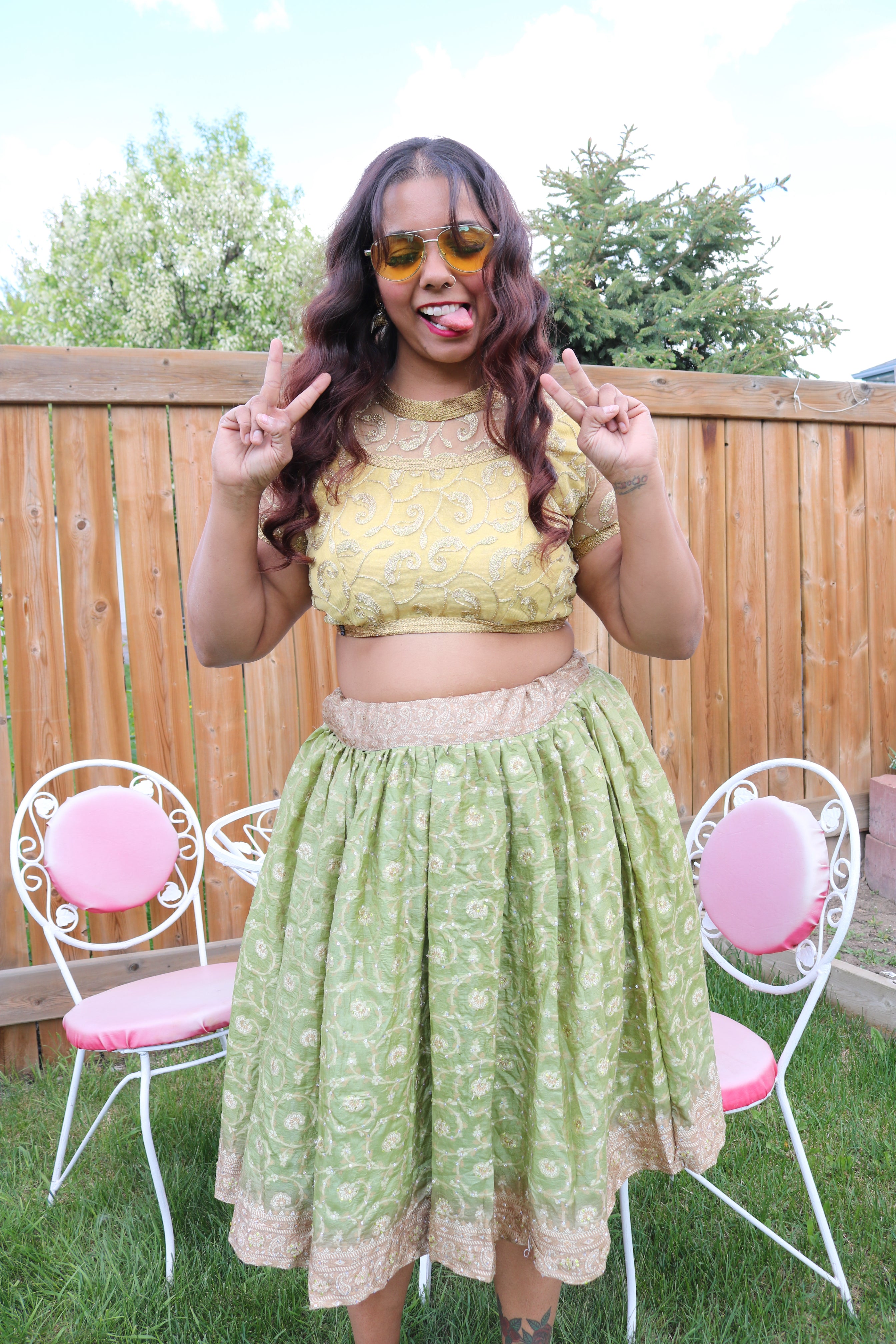 Pistachio Twirl Tales Midi Skirt