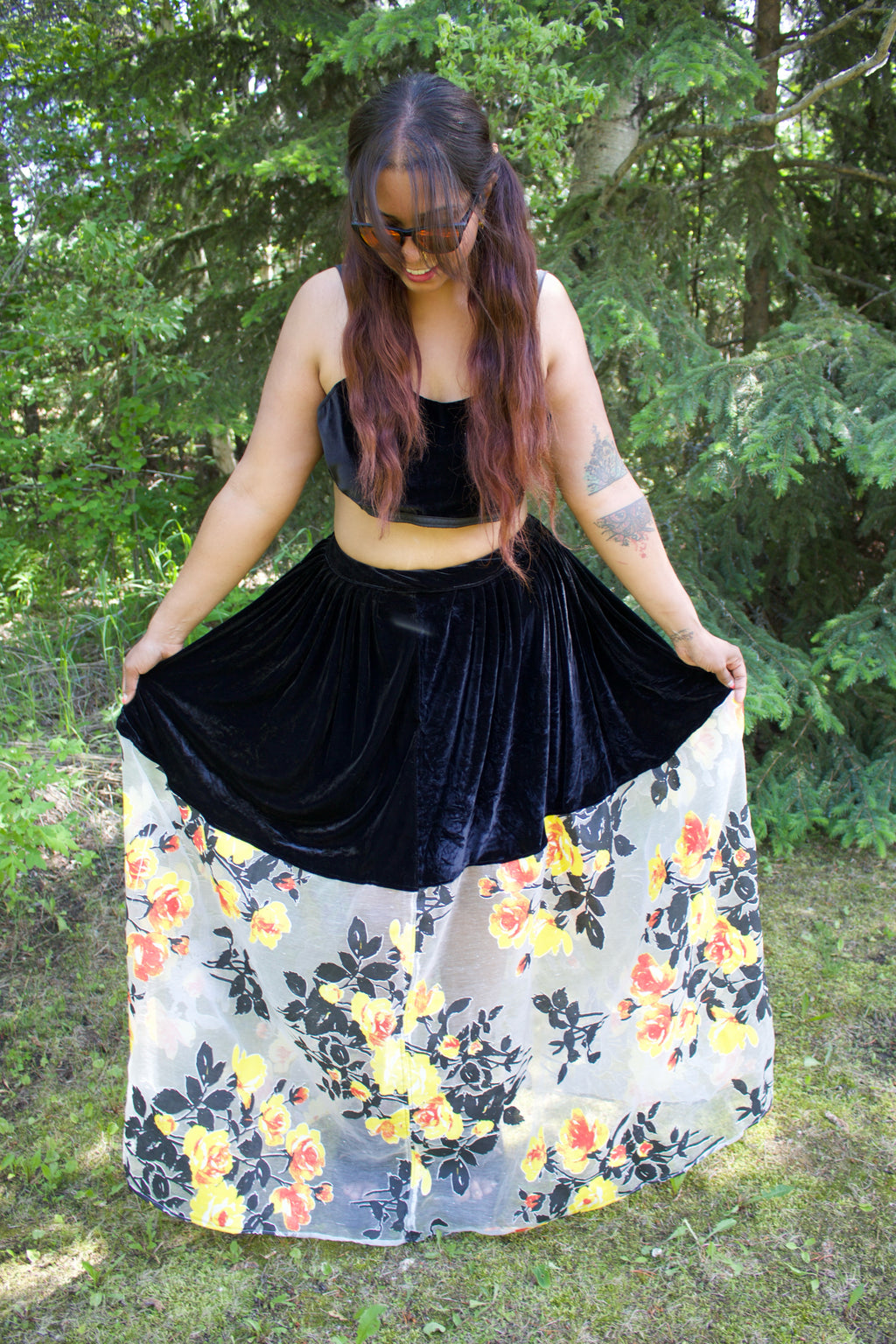 The Eclipse Blossom Velvet Lehenga Skirt ONLY