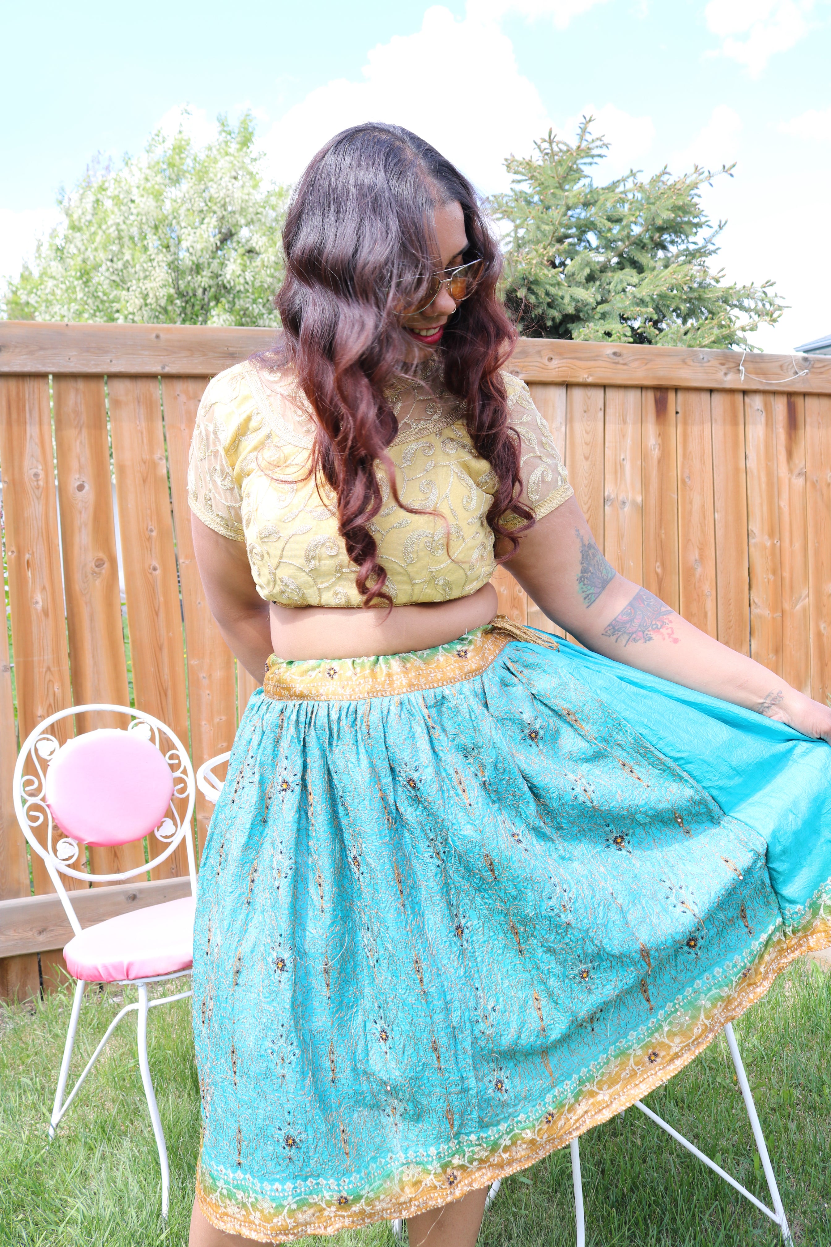 Minty Twirl Tales Midi Skirt