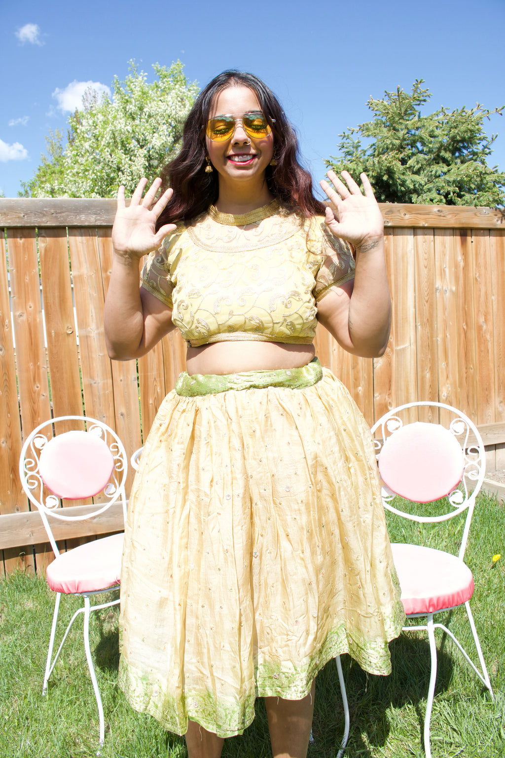 Sage Biscuit Twirl Tales Midi Skirt