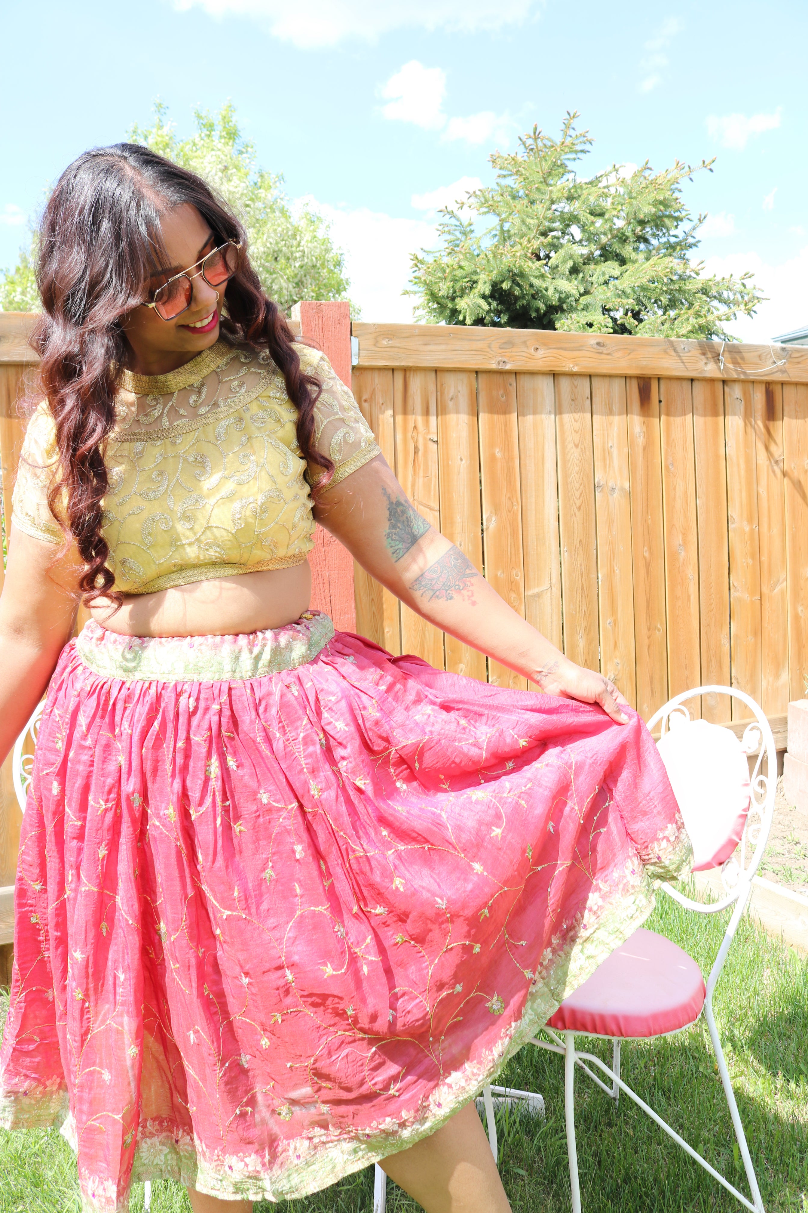 Watermelon Twirl Tales Midi Skirt