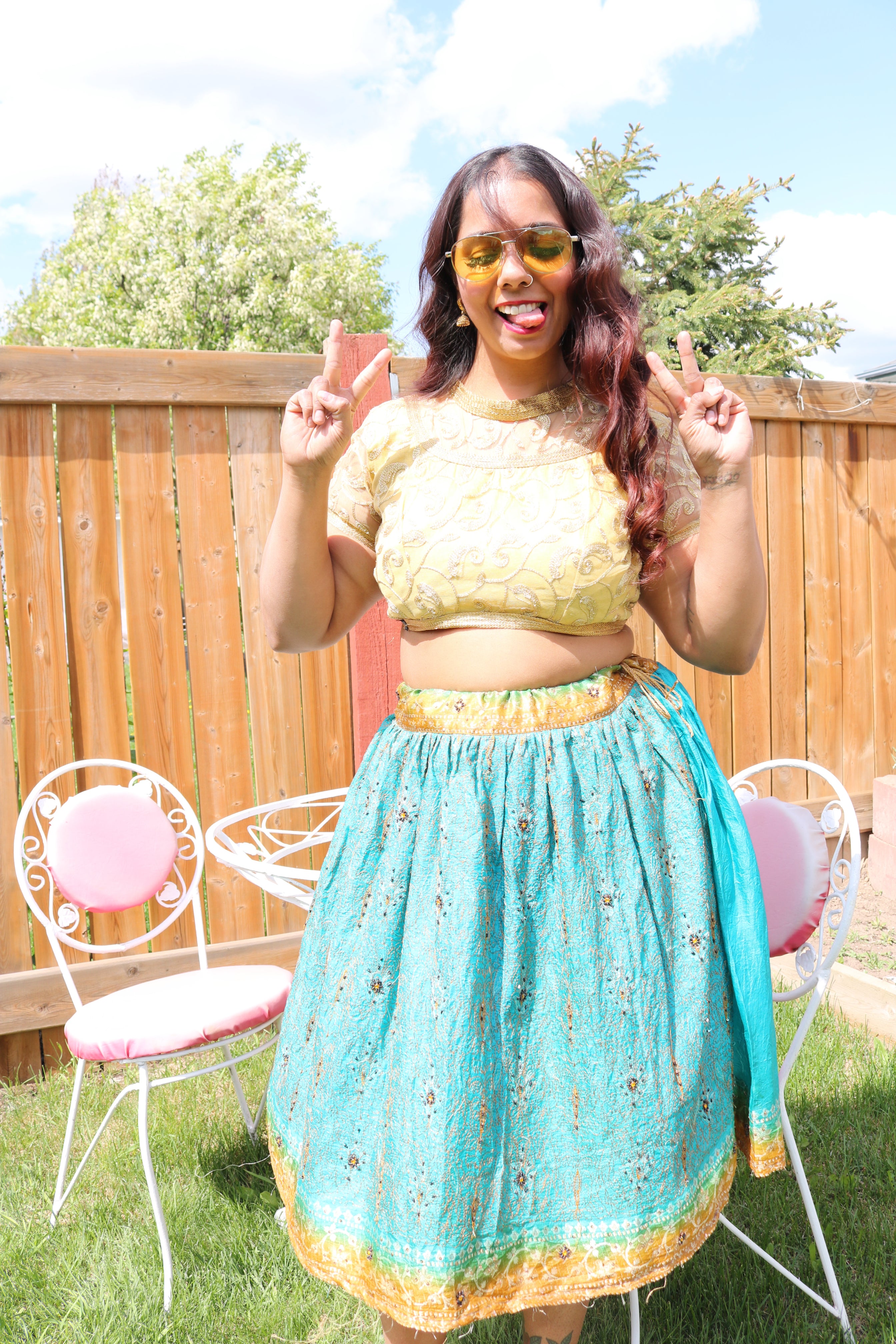 Minty Twirl Tales Midi Skirt