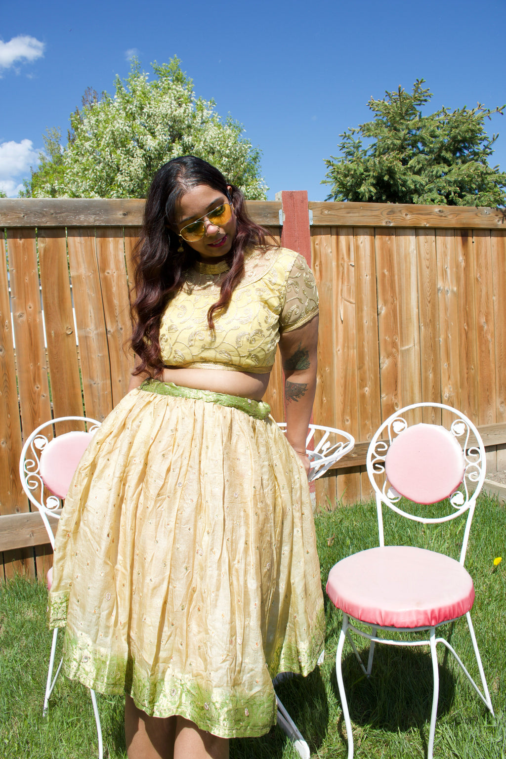 Sage Biscuit Twirl Tales Midi Skirt