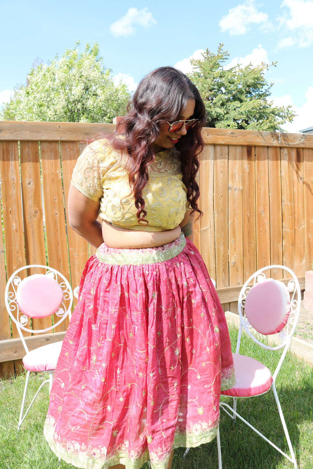 Watermelon Twirl Tales Midi Skirt