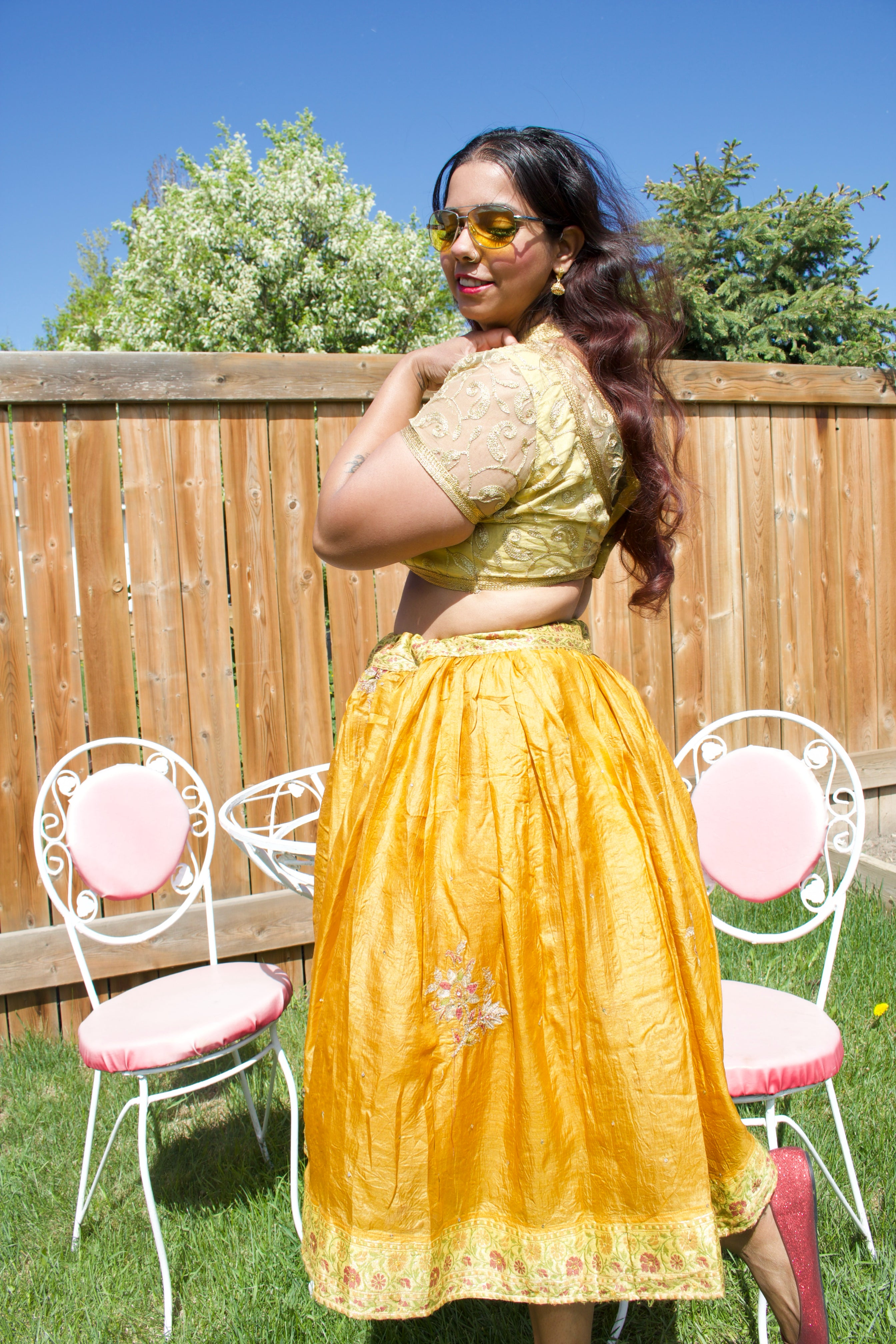 Turmeric Twirl Tales Midi Skirt