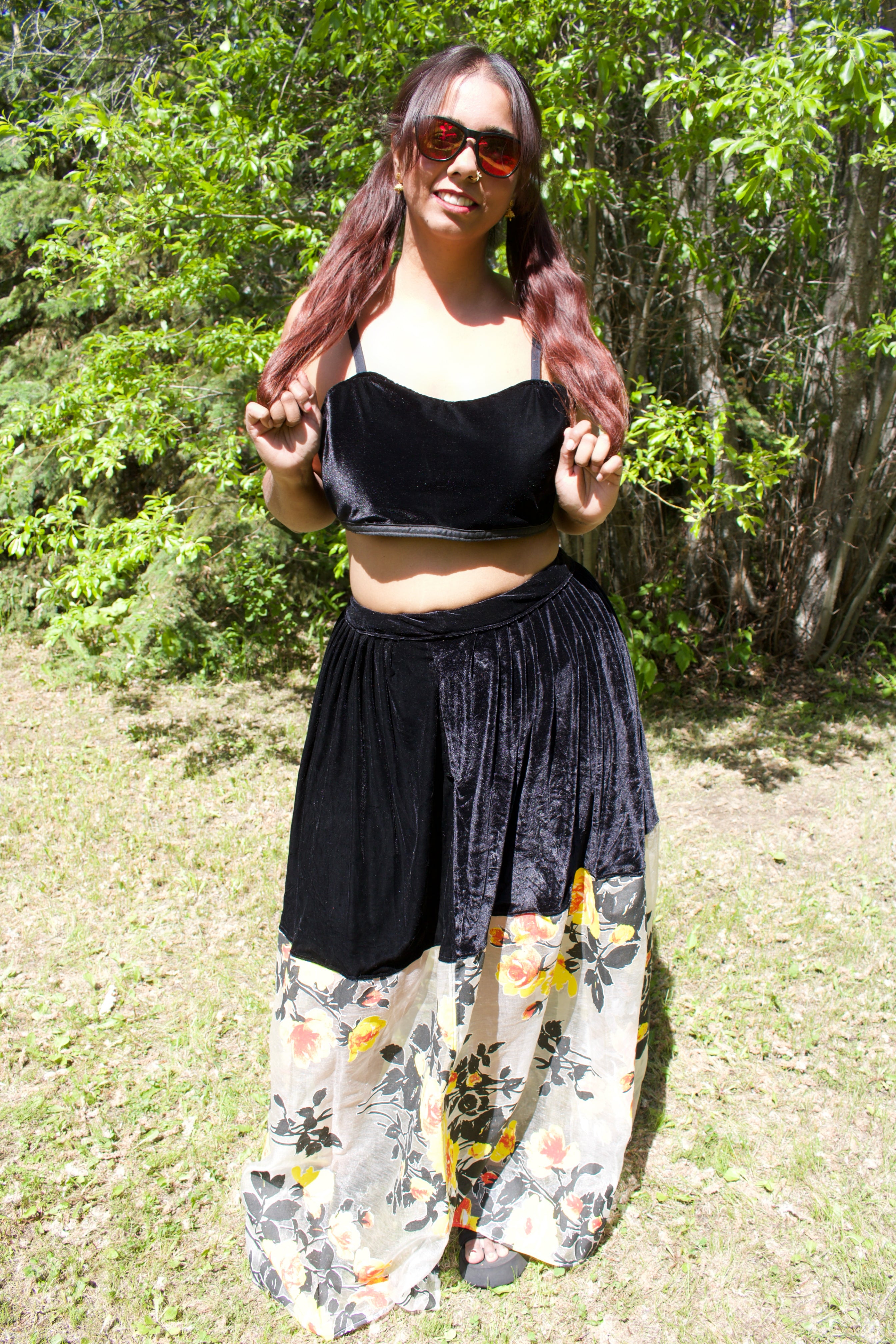The Eclipse Blossom Velvet Lehenga Skirt ONLY