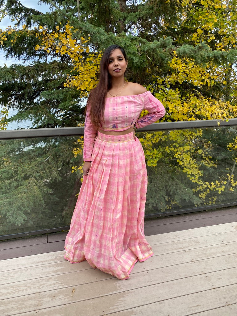 Plaid in the Pink Lehenga Set