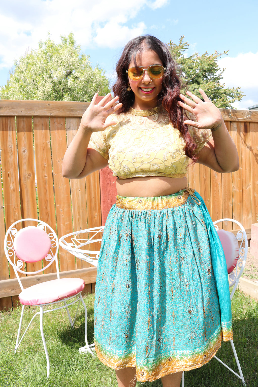 Minty Twirl Tales Midi Skirt