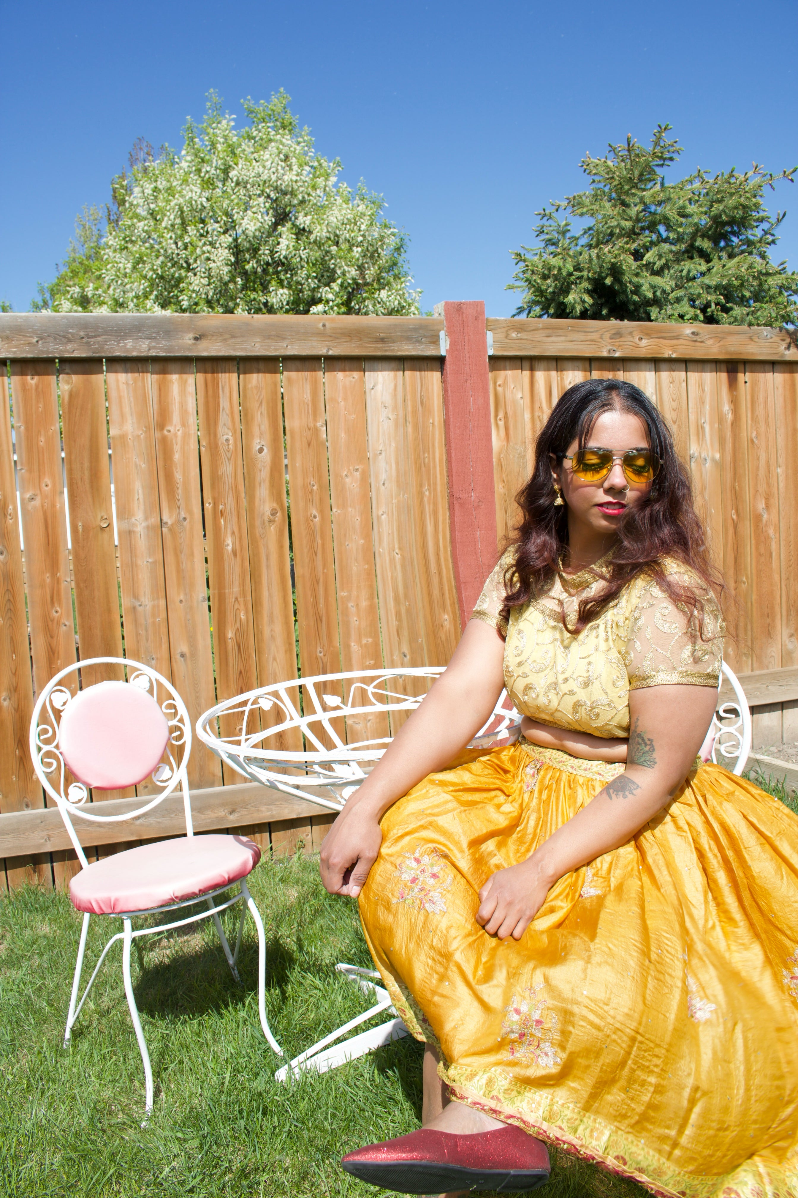 Turmeric Twirl Tales Midi Skirt