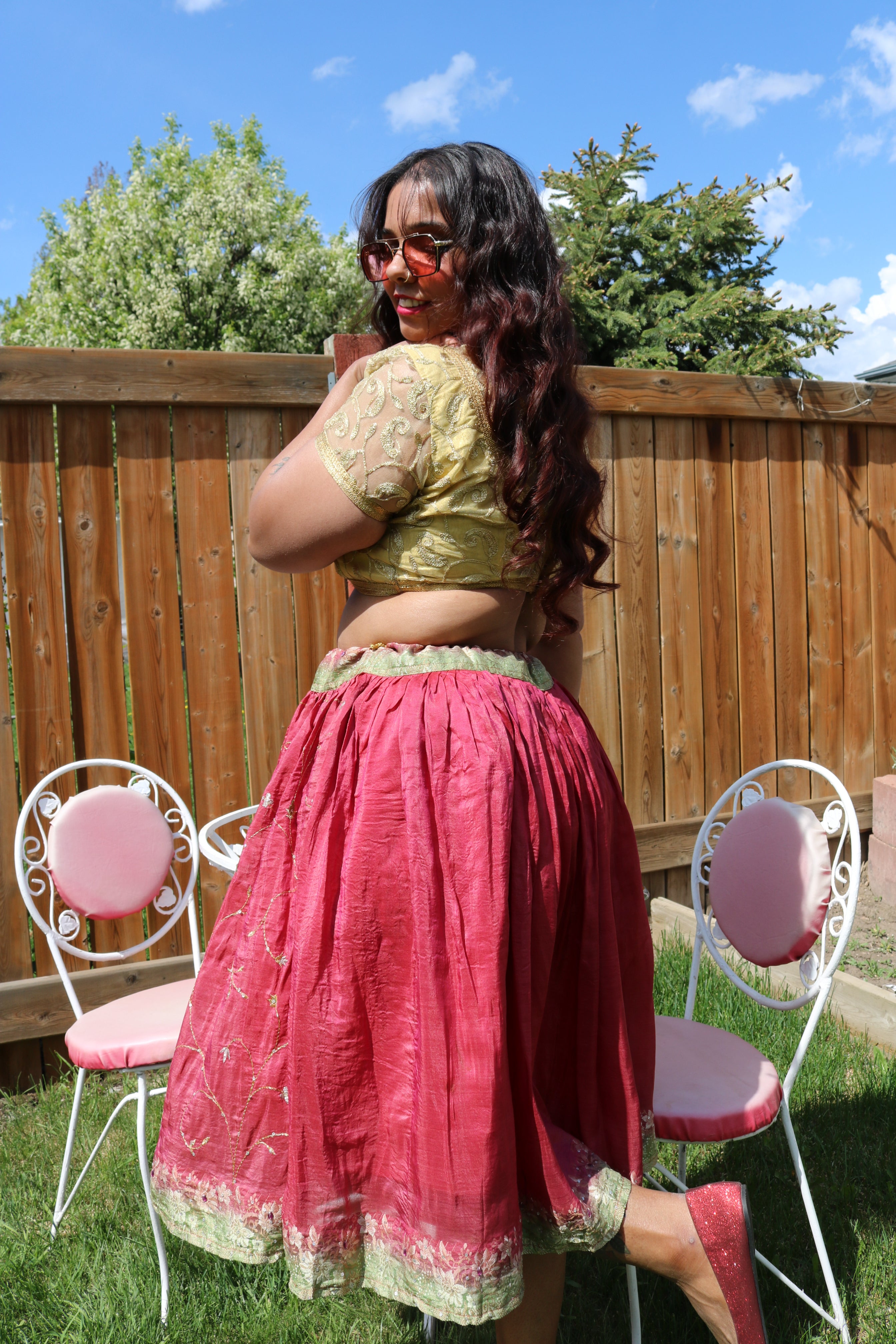 Watermelon Twirl Tales Midi Skirt