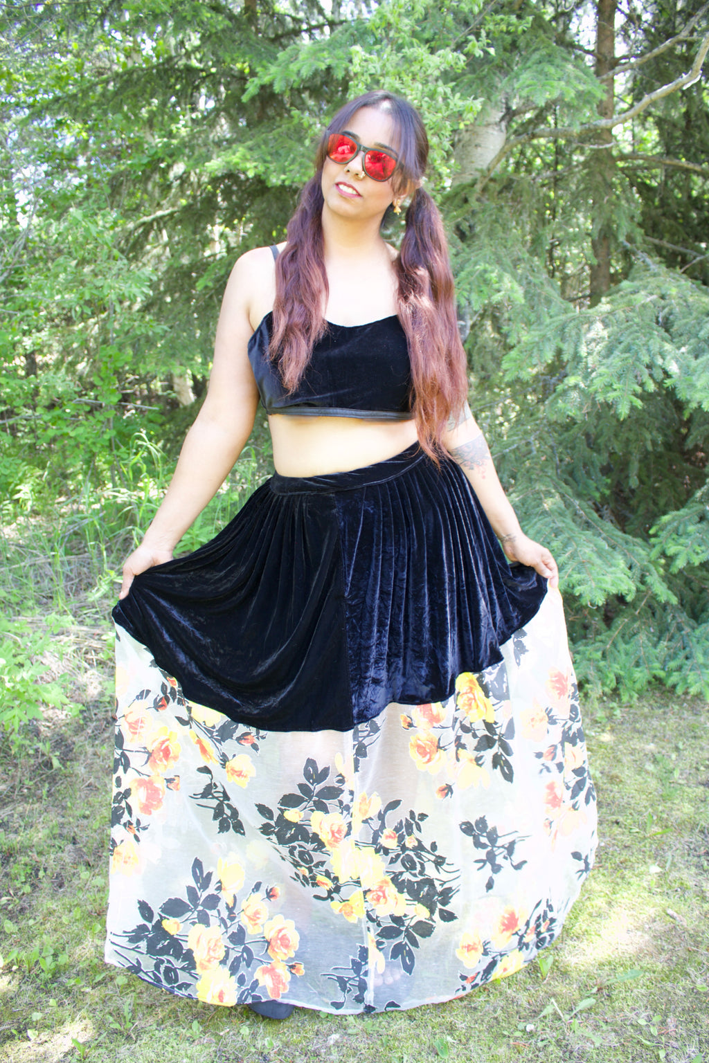 The Eclipse Blossom Velvet Lehenga Skirt ONLY
