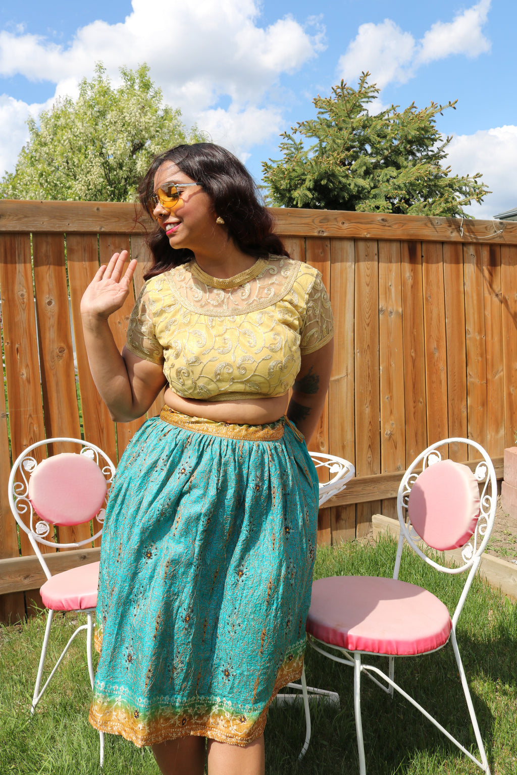 Minty Twirl Tales Midi Skirt