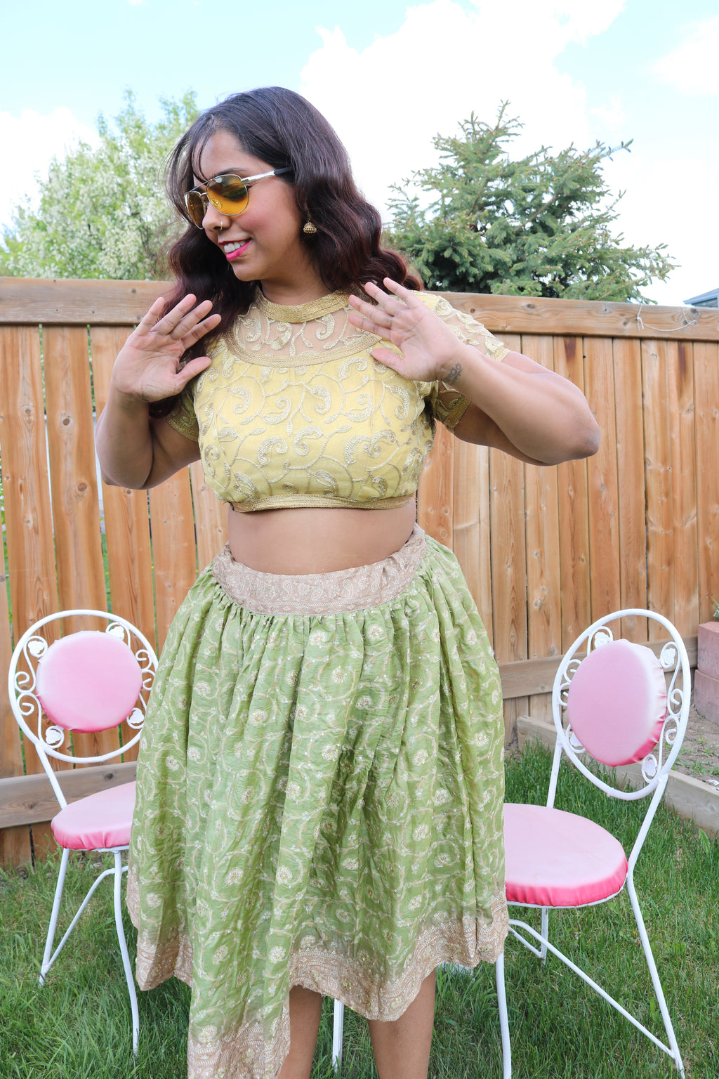 Pistachio Twirl Tales Midi Skirt