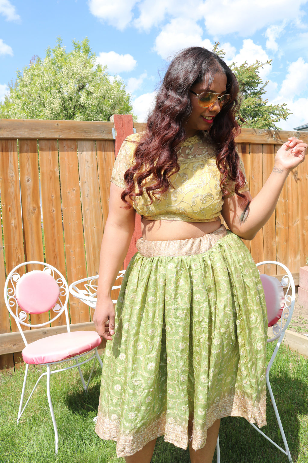 Pistachio Twirl Tales Midi Skirt