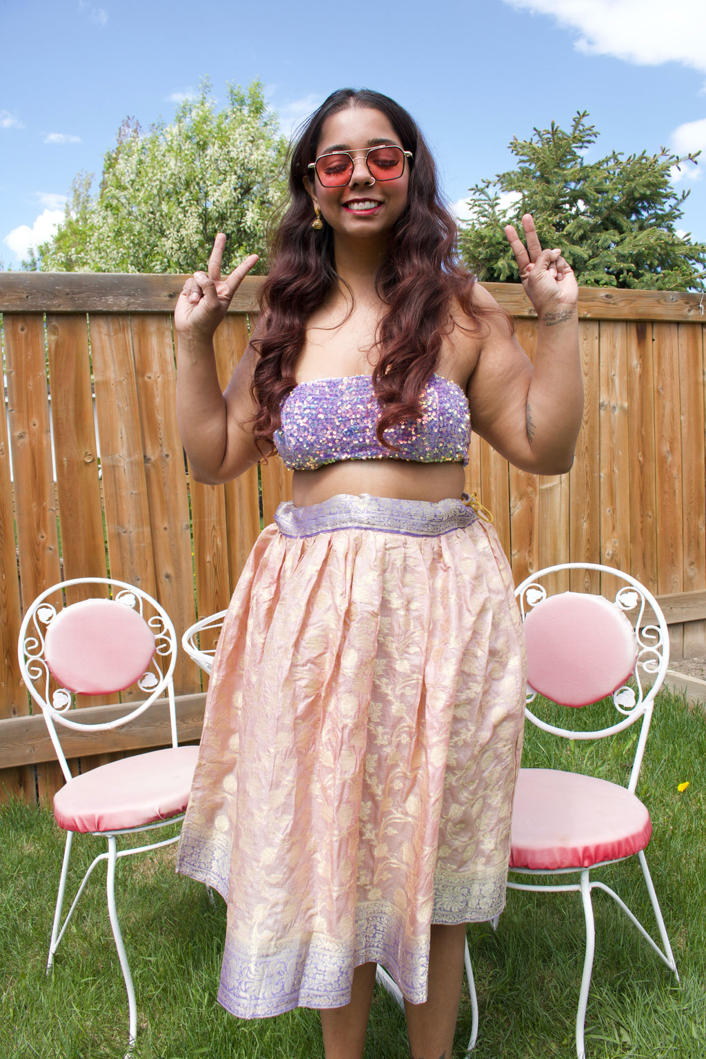 Lavender Fig Twirl Tales Midi Skirt