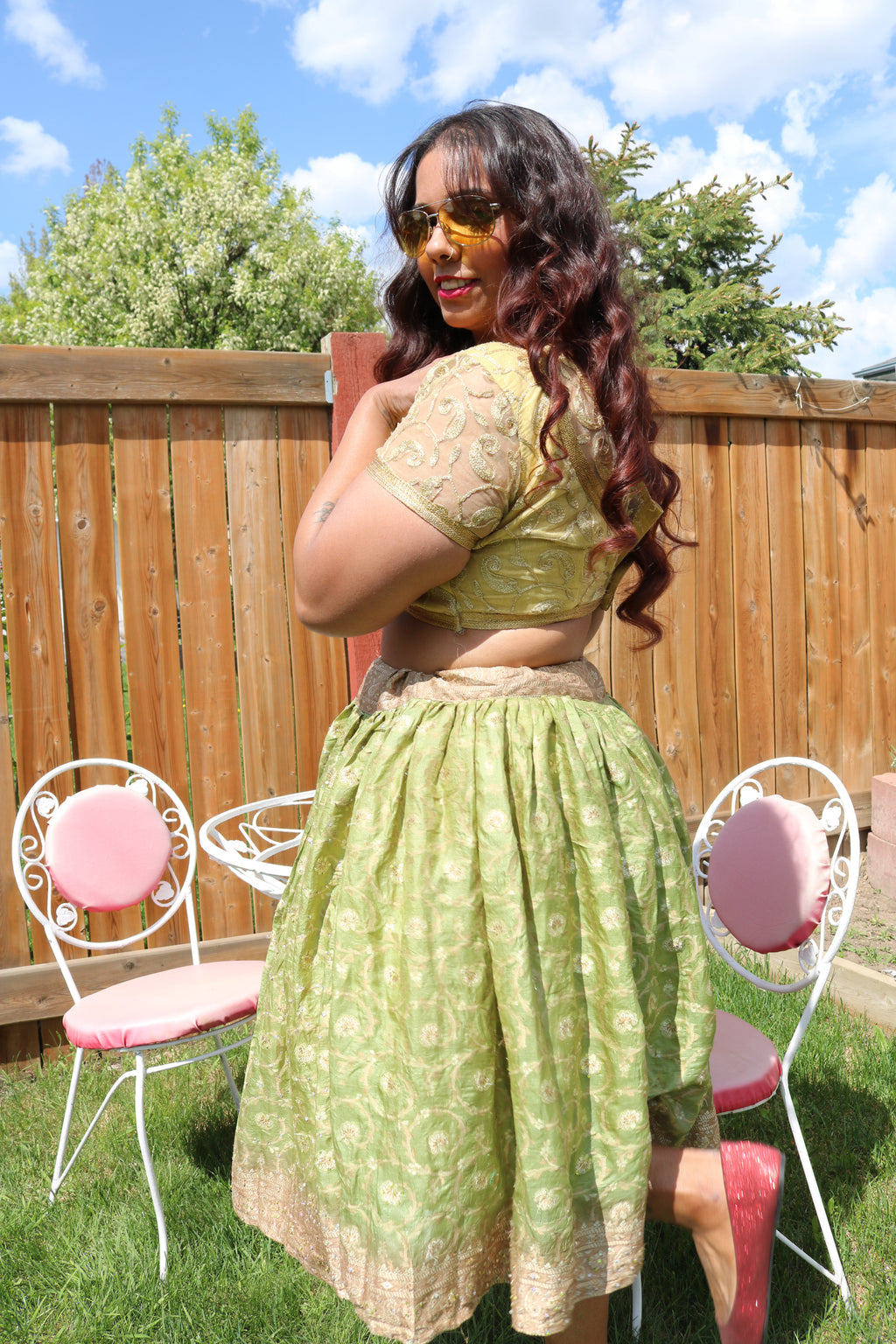 Pistachio Twirl Tales Midi Skirt