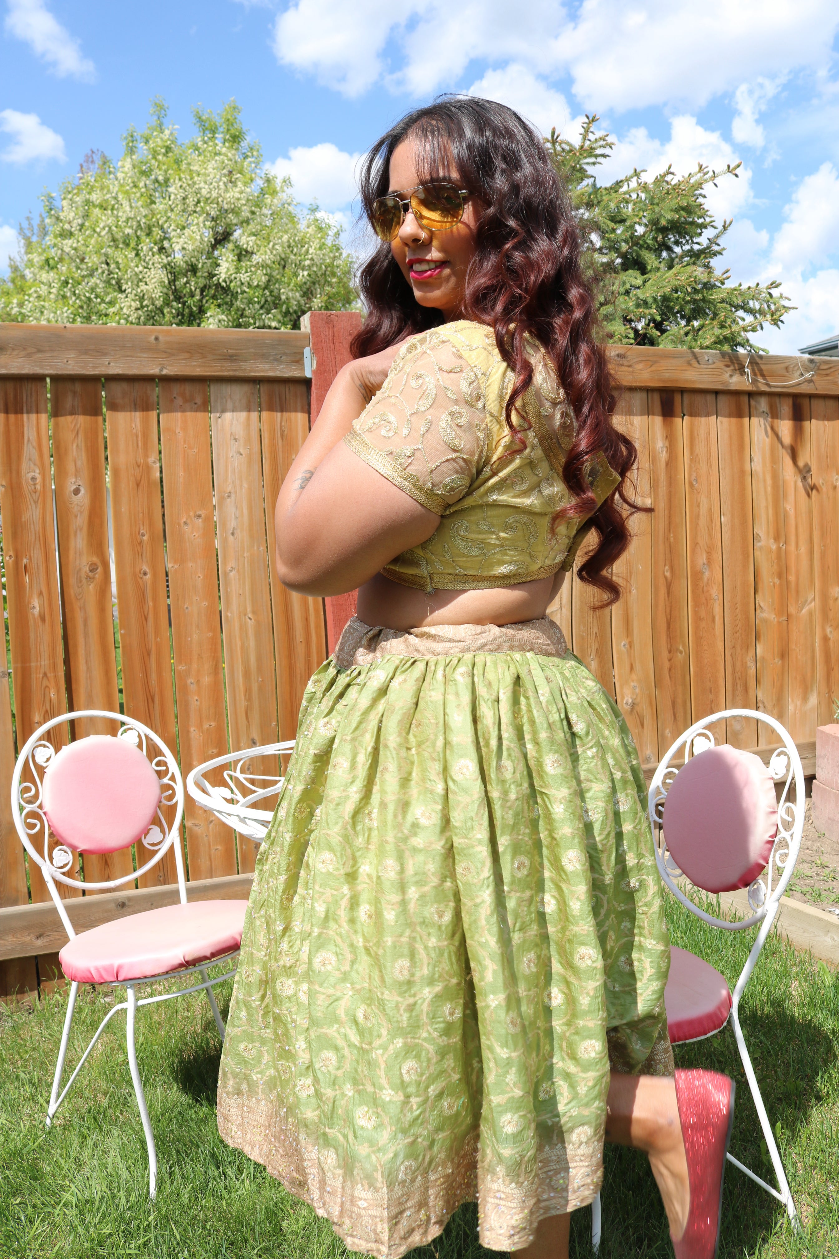 Pistachio Twirl Tales Midi Skirt