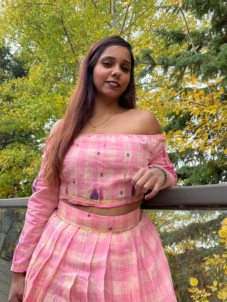 Plaid in the Pink Lehenga Set