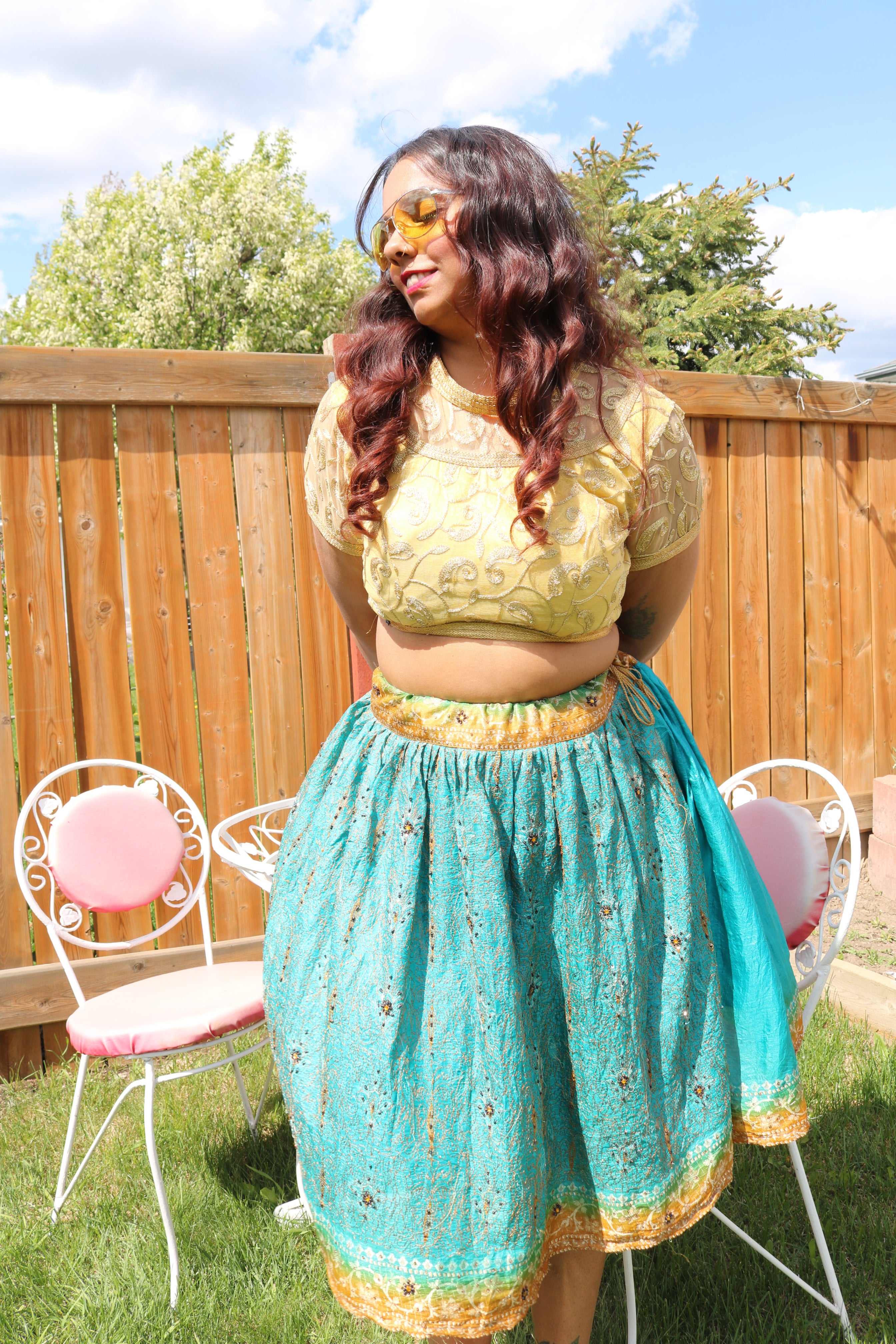Minty Twirl Tales Midi Skirt