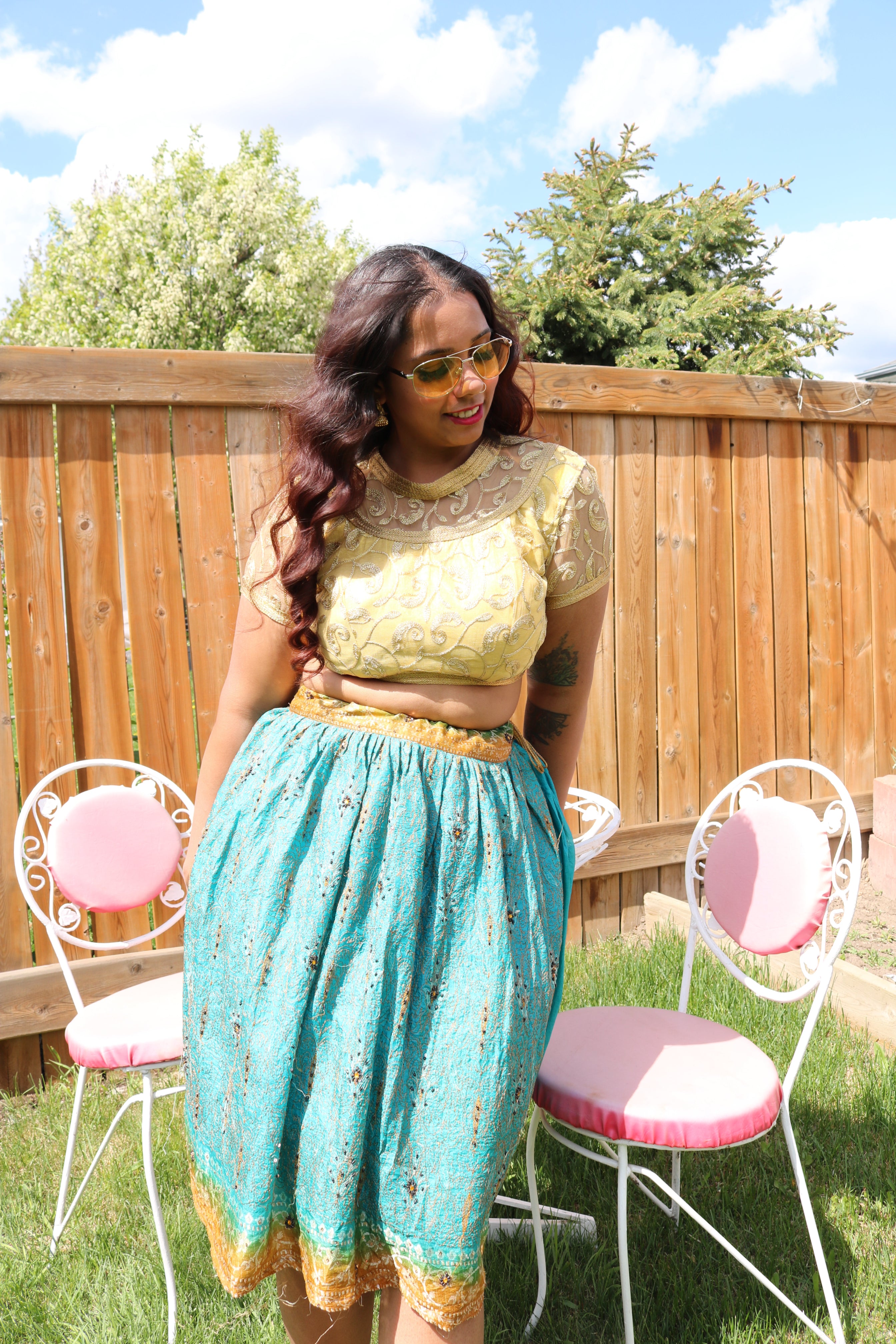 Minty Twirl Tales Midi Skirt