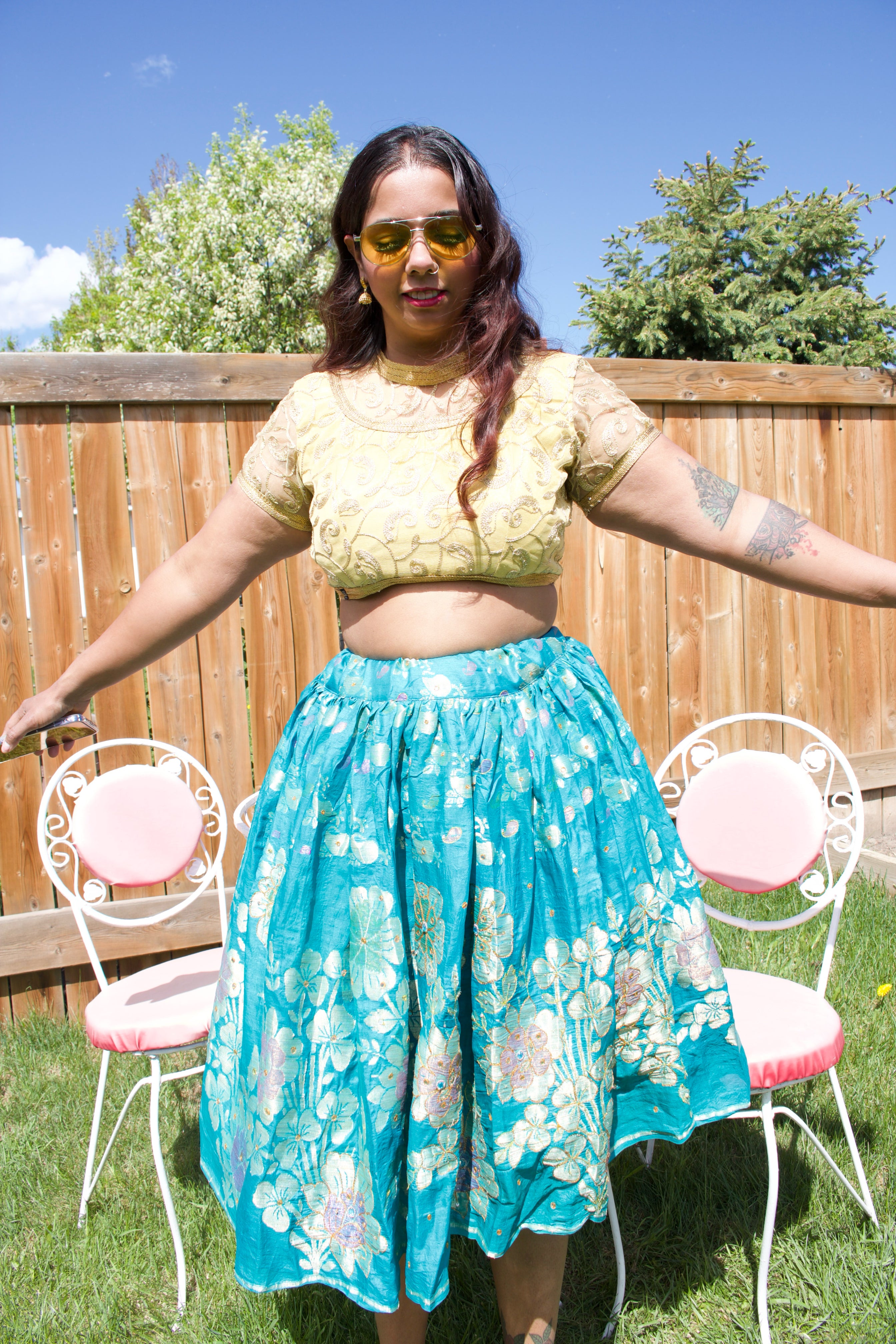 River Petals Twirl Tales Midi Skirt