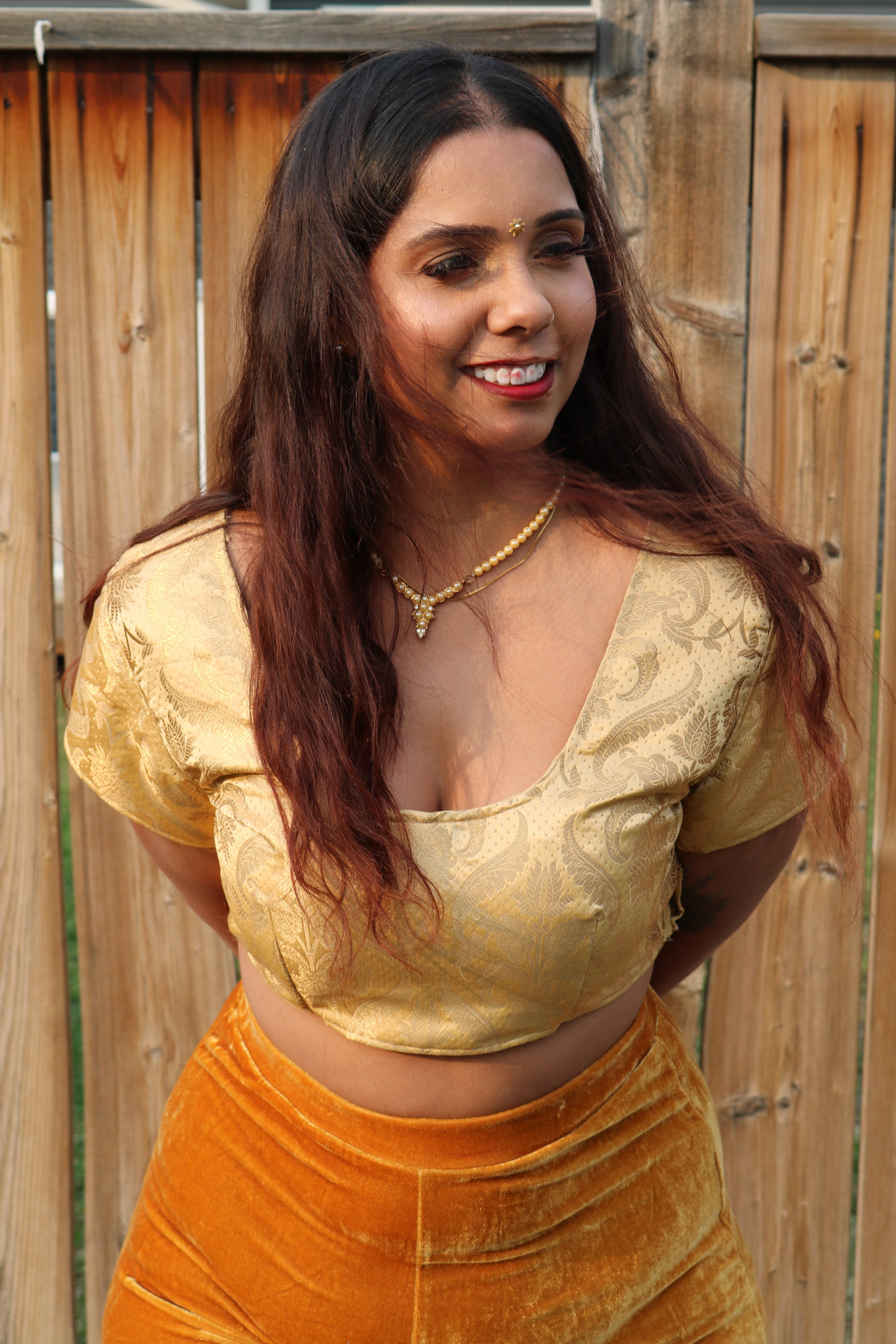 "The Gold Obsession" Ultra Crop Top with Velvet Pants