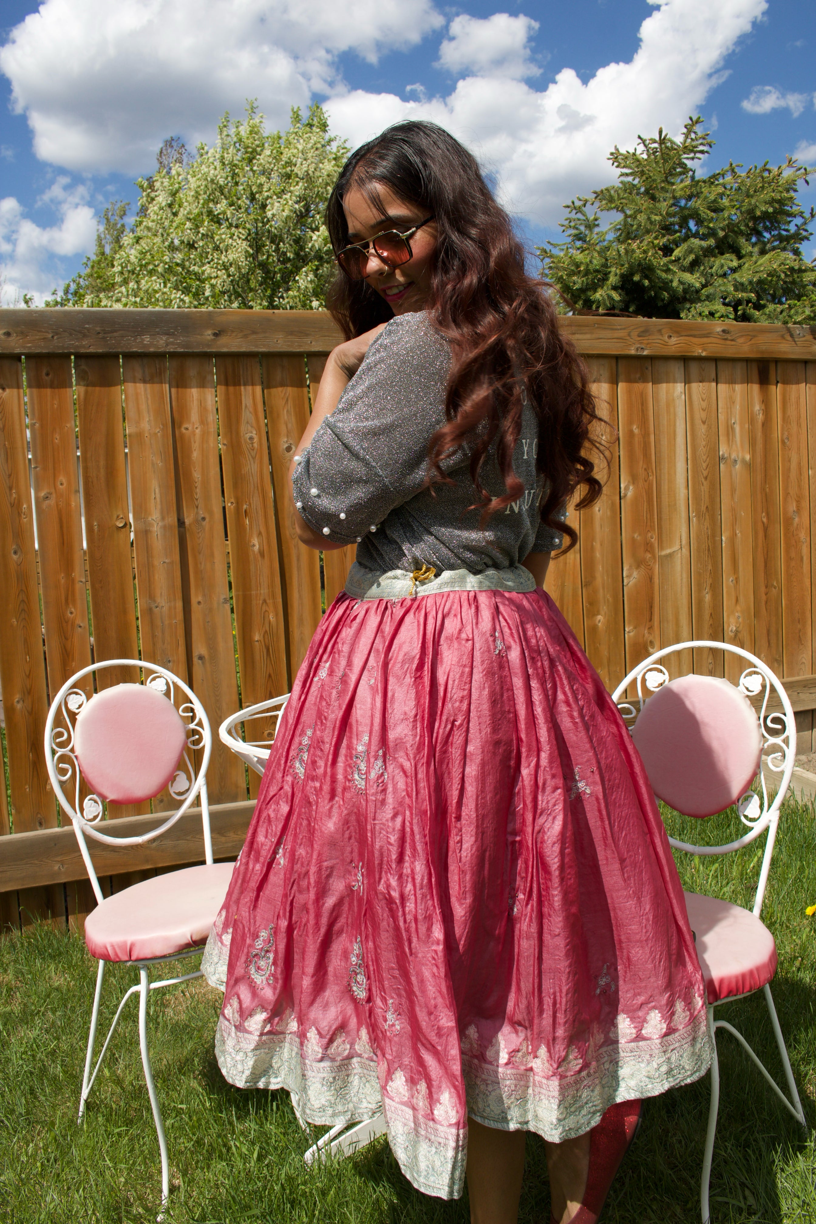 Pomegranate Twirl Tales Midi Skirt