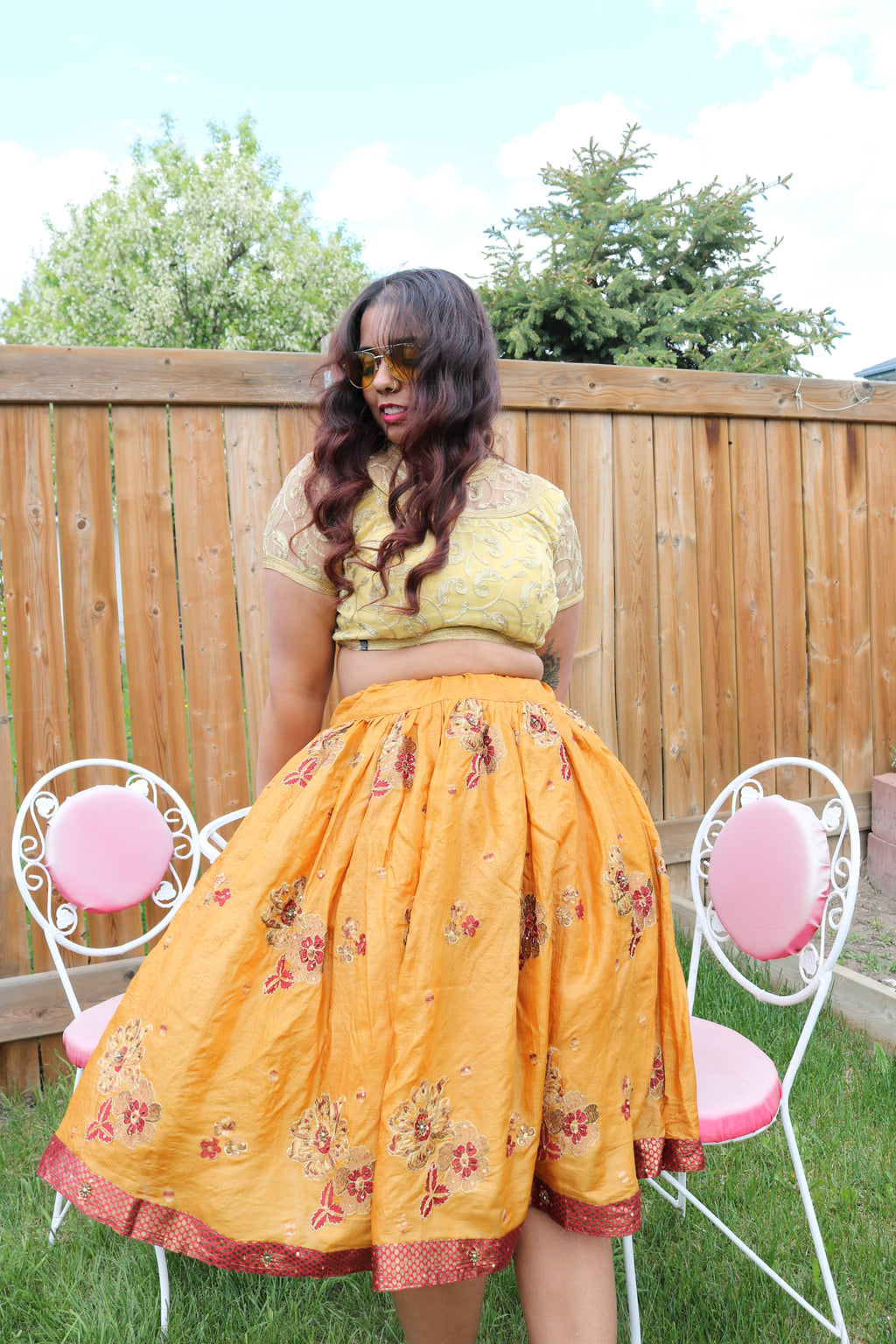 Mango Chilli Twirl Tales Midi Skirt