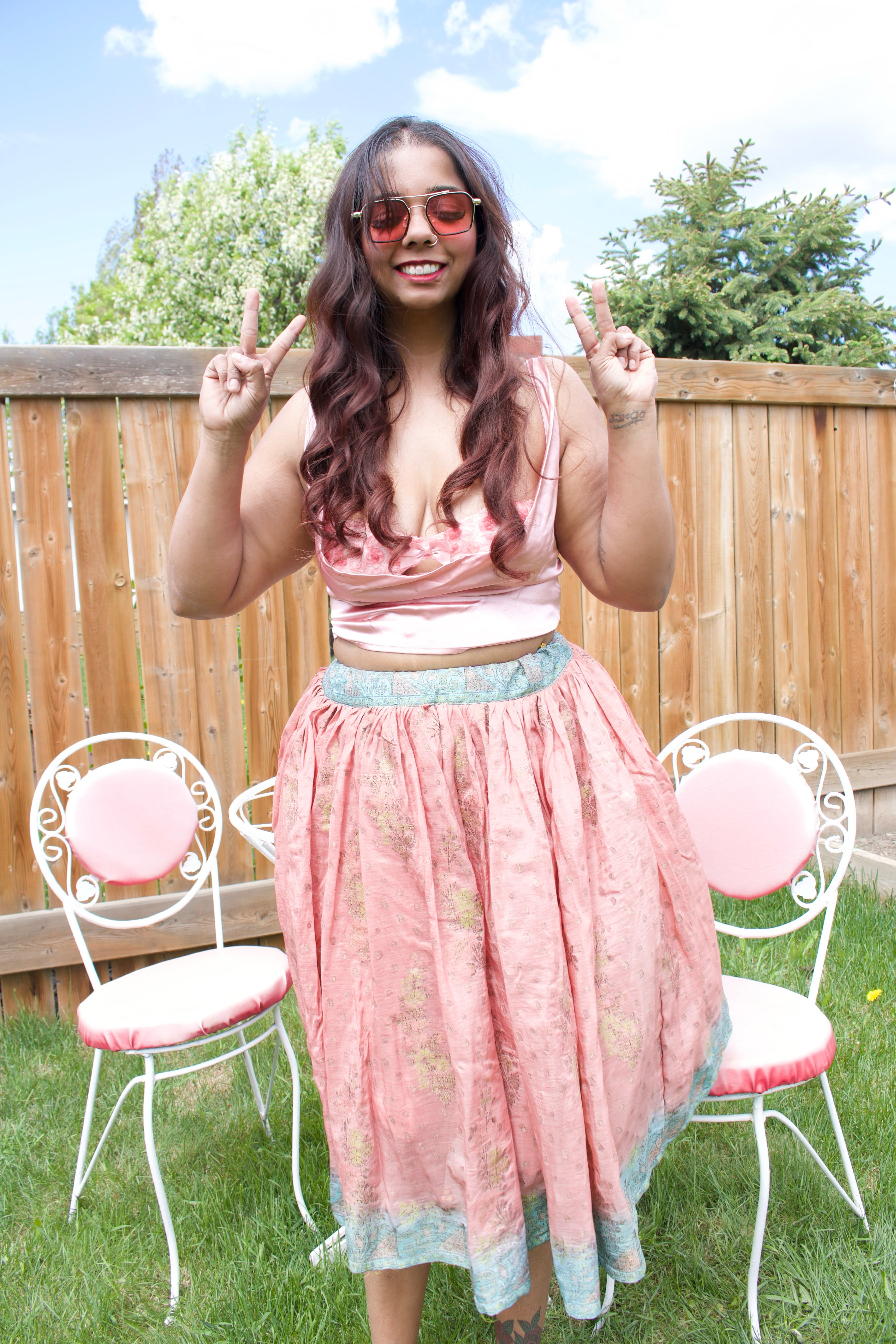 Peachy Twirl Tales Midi Skirt