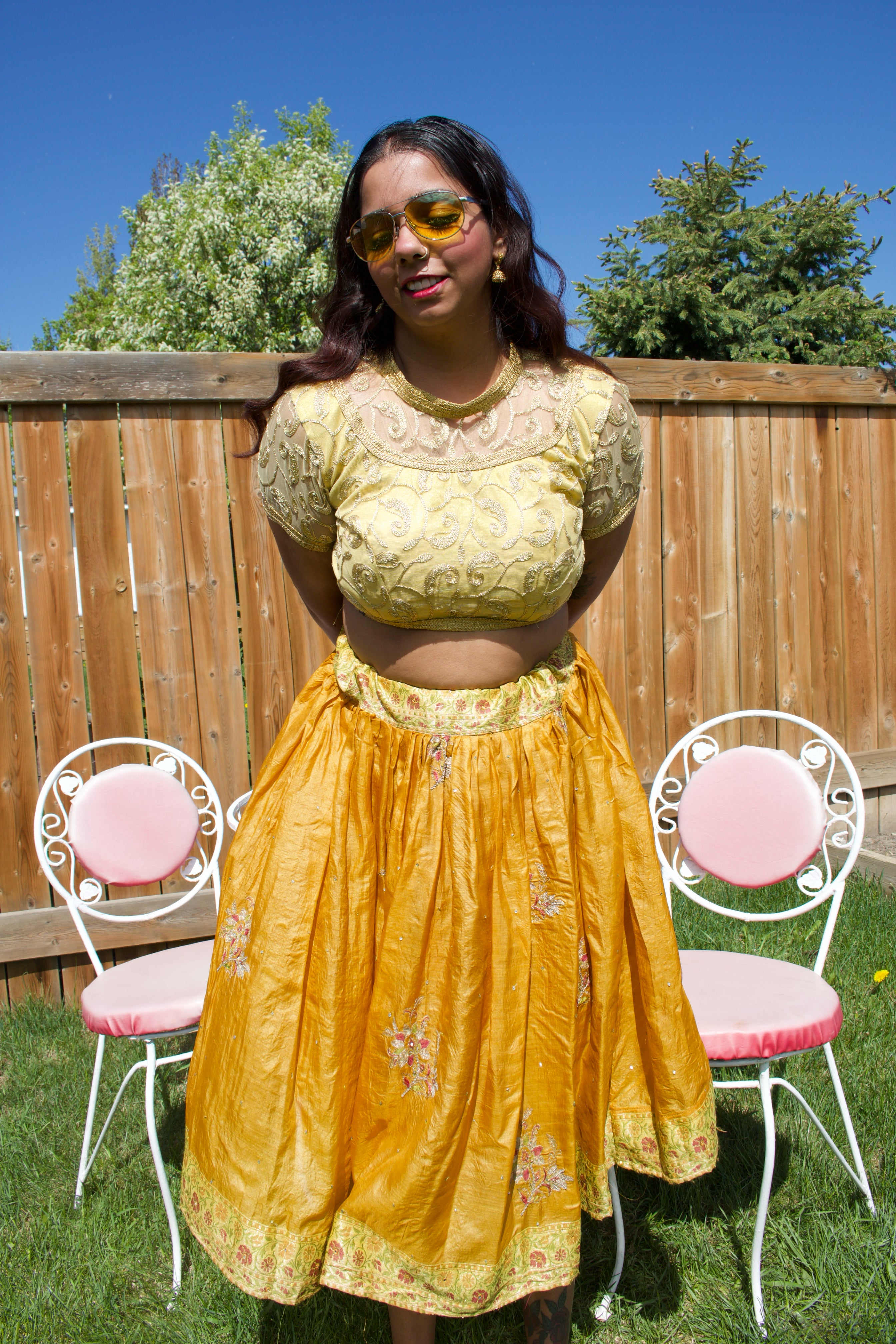 Turmeric Twirl Tales Midi Skirt