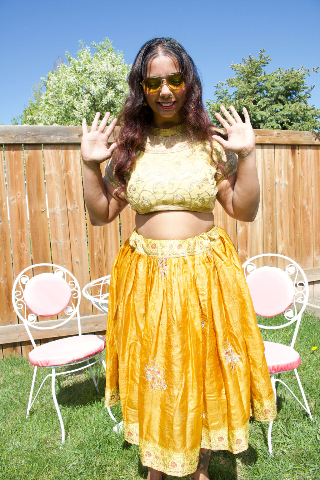 Turmeric Twirl Tales Midi Skirt