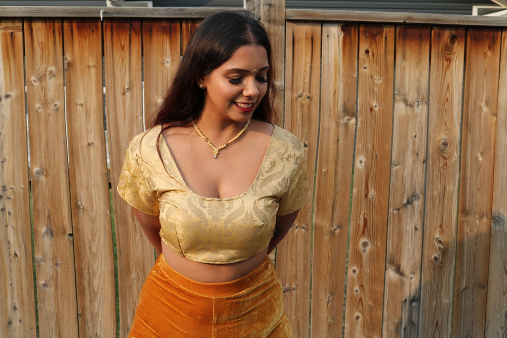"The Gold Obsession" Ultra Crop Top with Velvet Pants