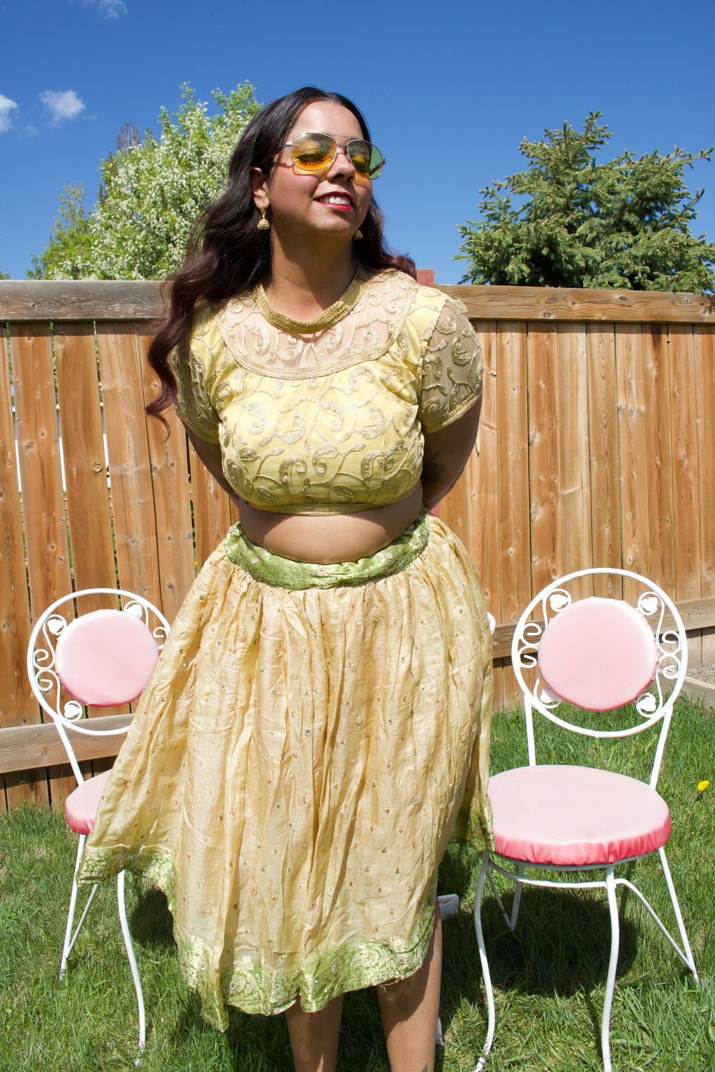 Sage Biscuit Twirl Tales Midi Skirt