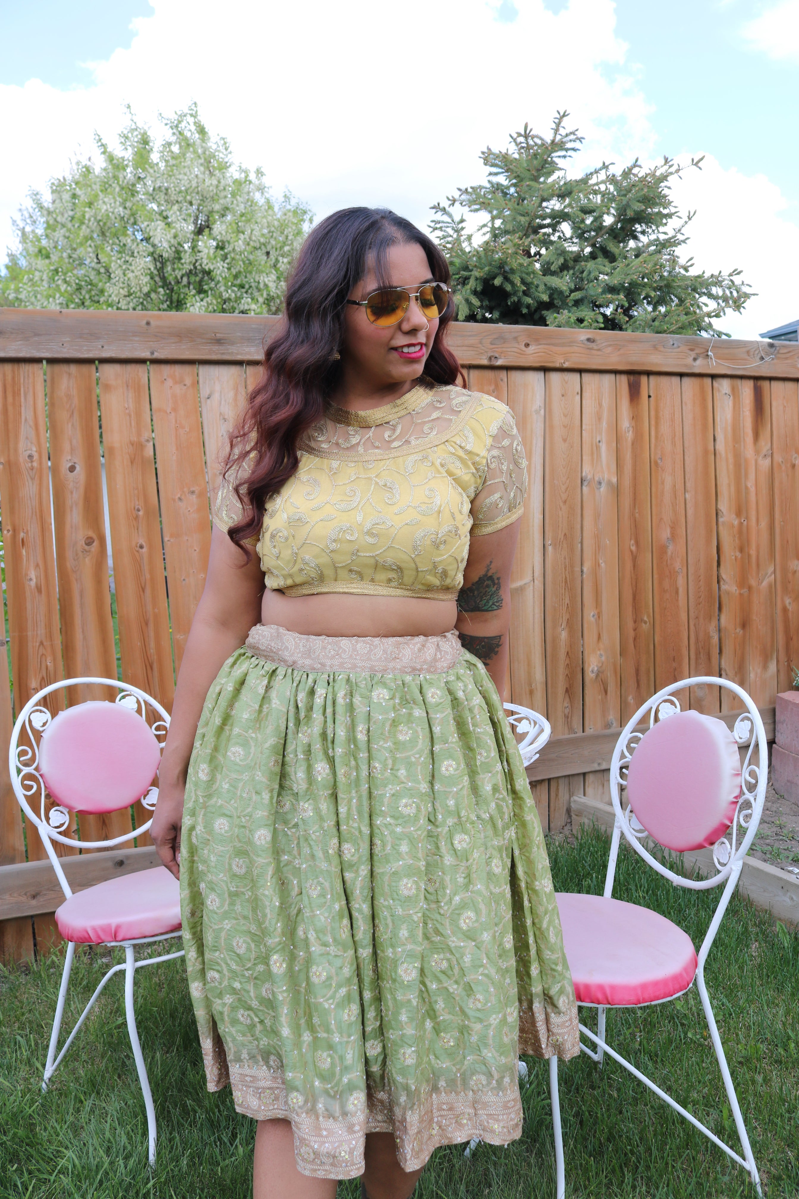 Pistachio Twirl Tales Midi Skirt