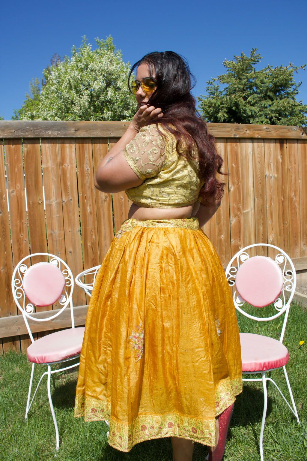 Turmeric Twirl Tales Midi Skirt