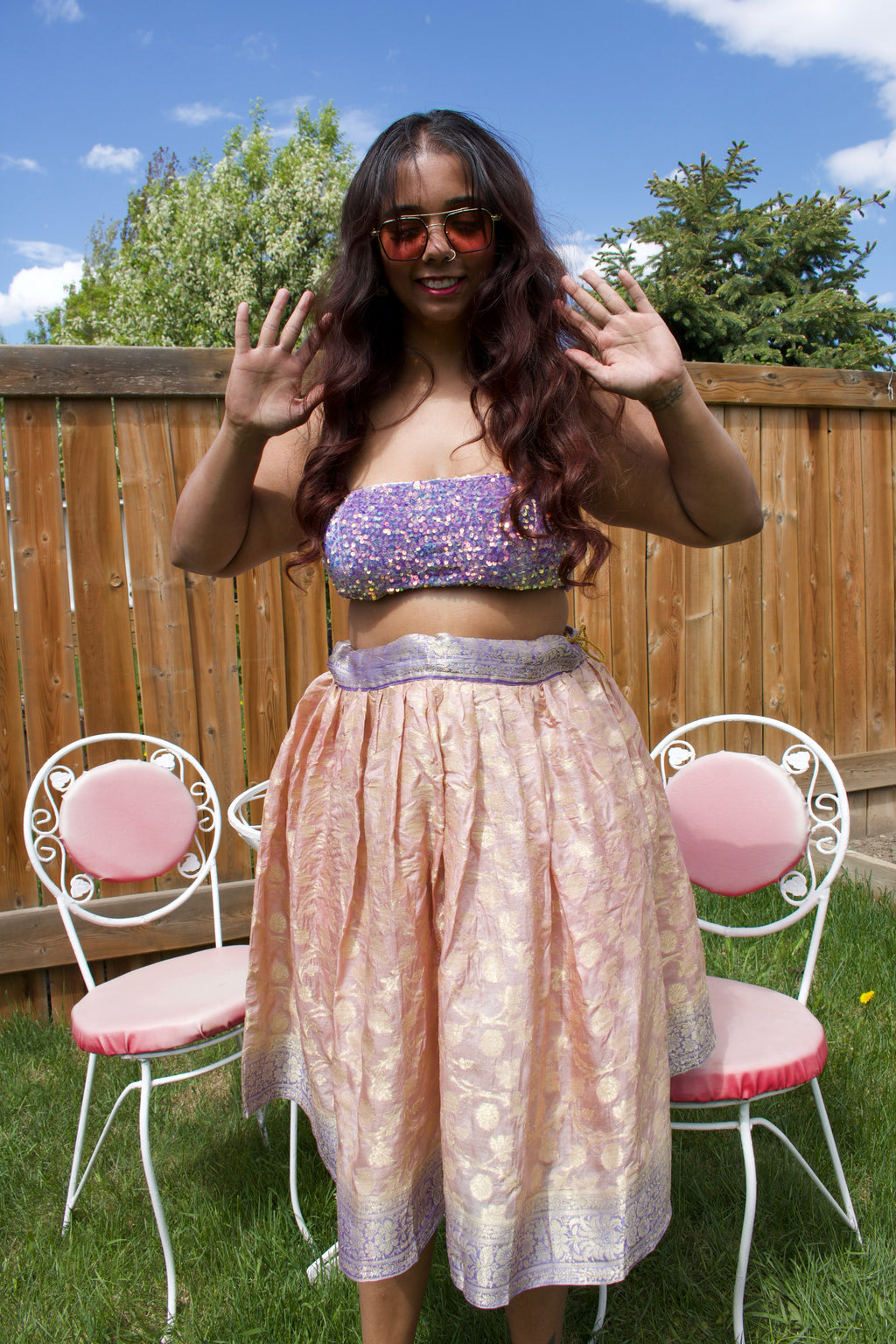 Lavender Fig Twirl Tales Midi Skirt