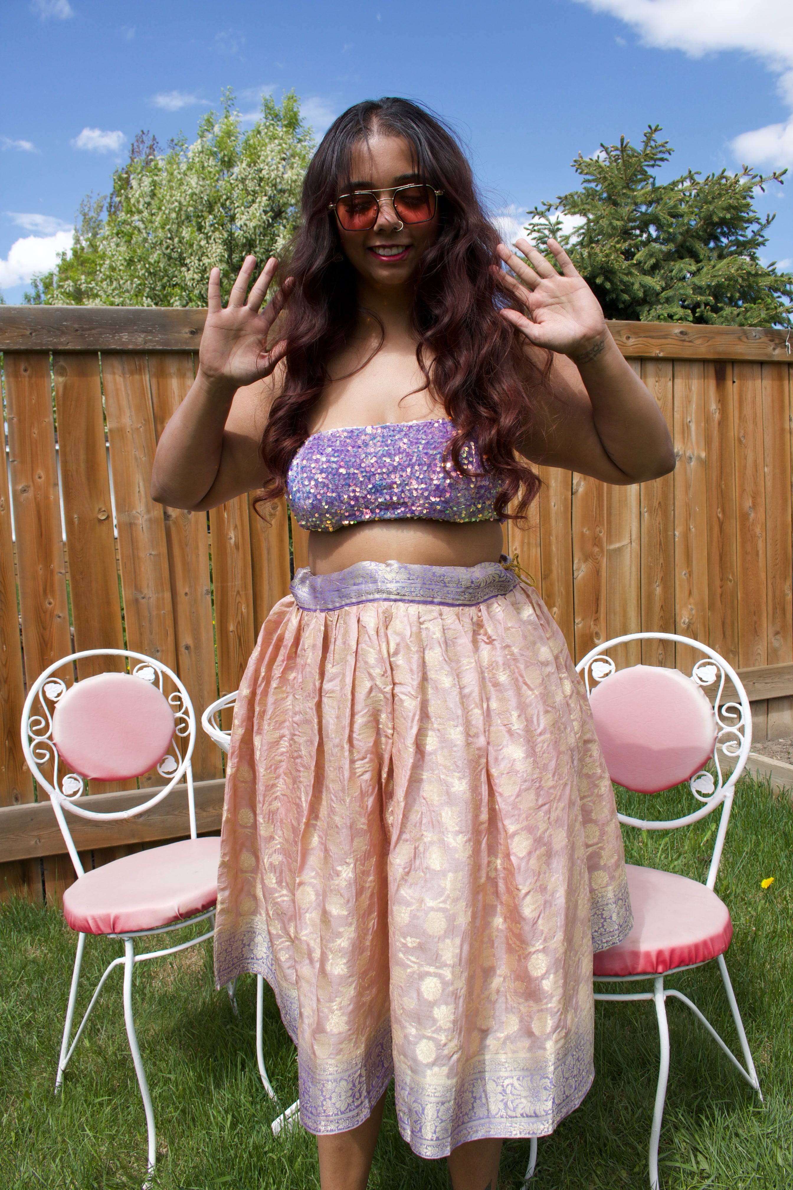 Lavender Fig Twirl Tales Midi Skirt