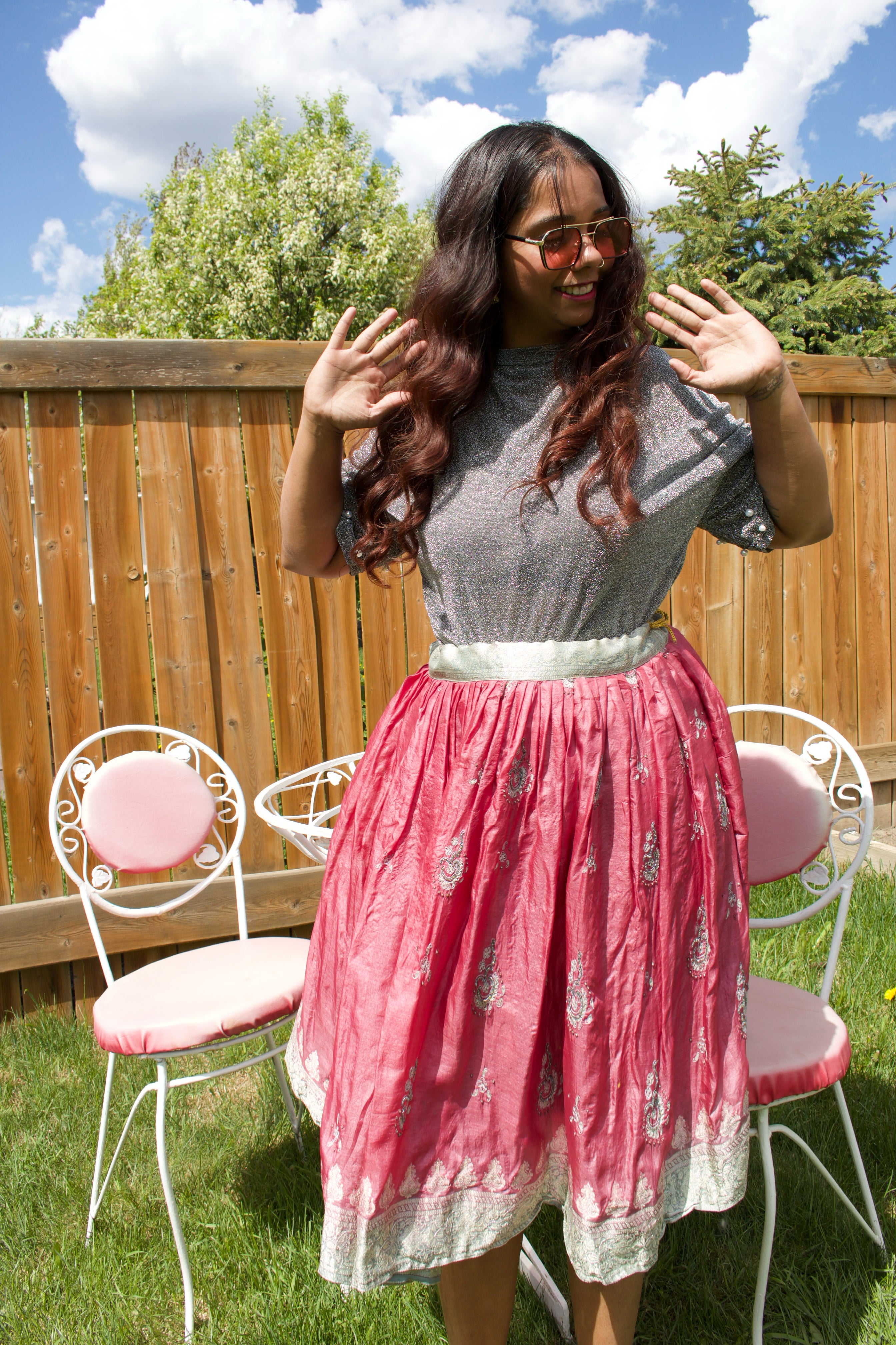 Pomegranate Twirl Tales Midi Skirt