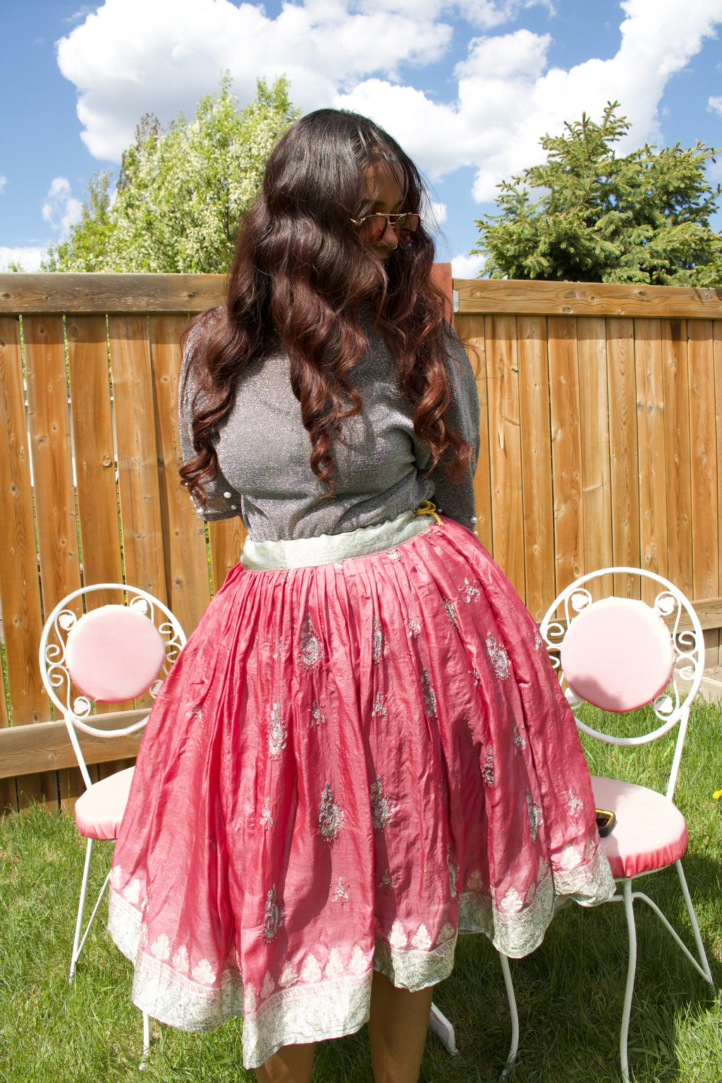 Pomegranate Twirl Tales Midi Skirt