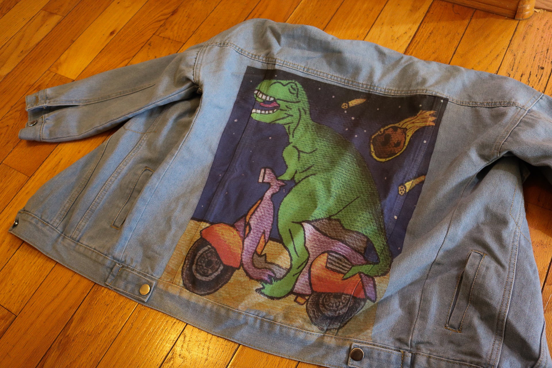 Jurassic Escape Blue Jean Jacket