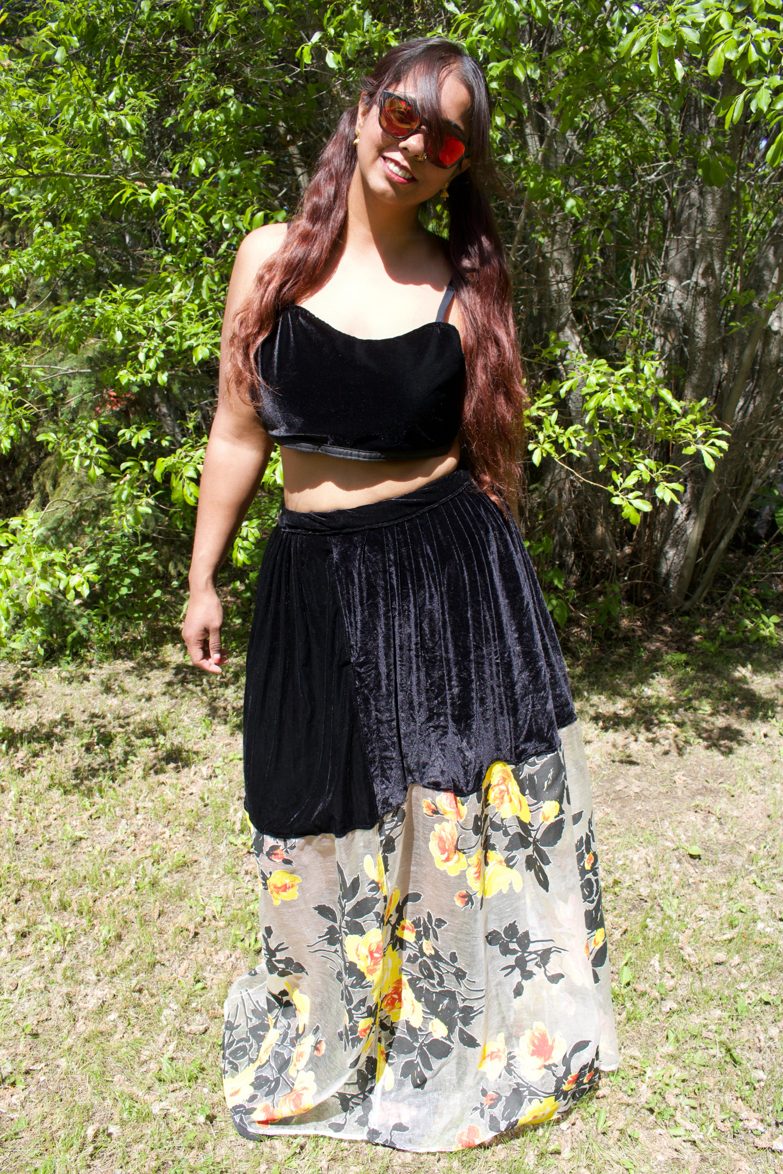 The Eclipse Blossom Velvet Lehenga Skirt ONLY
