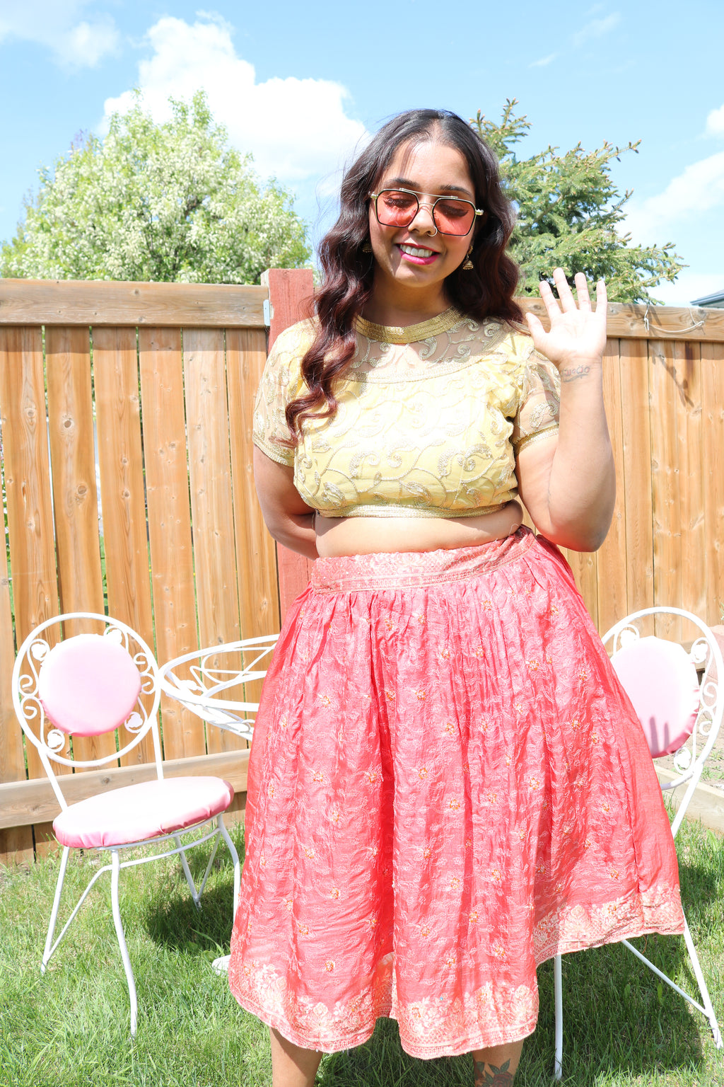 Grapefruit Twirl Tales Midi Skirt