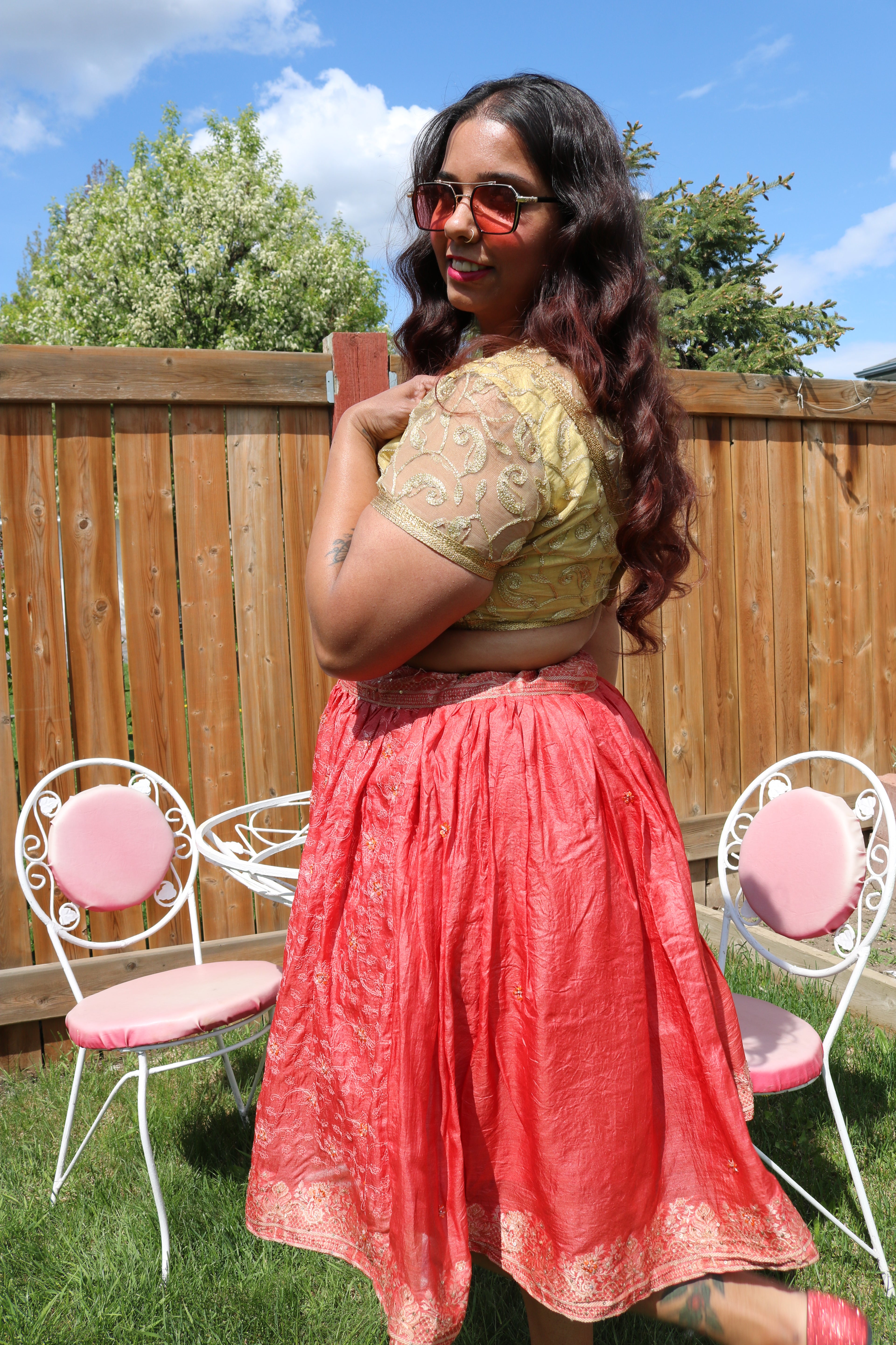 Grapefruit Twirl Tales Midi Skirt