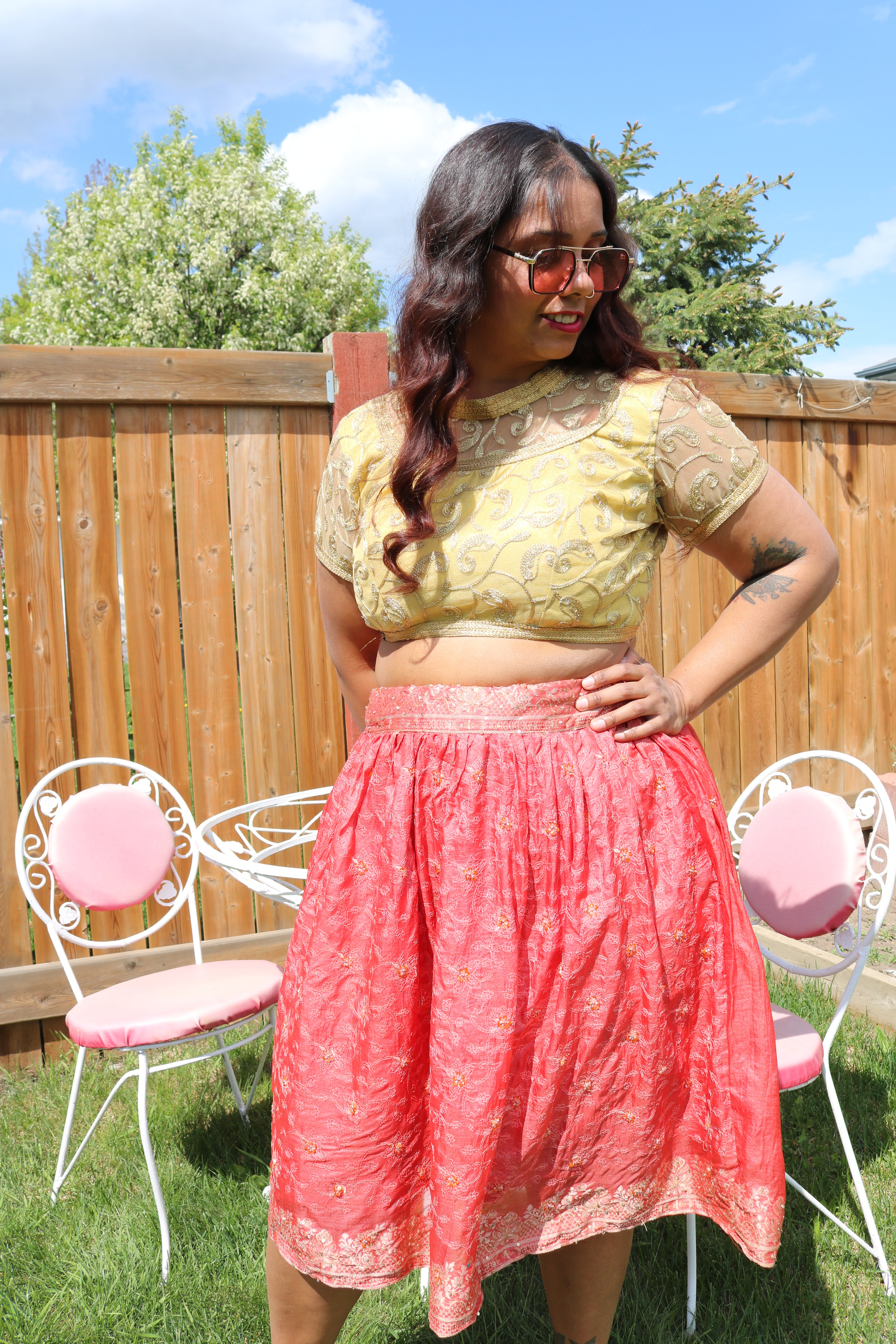 Grapefruit Twirl Tales Midi Skirt