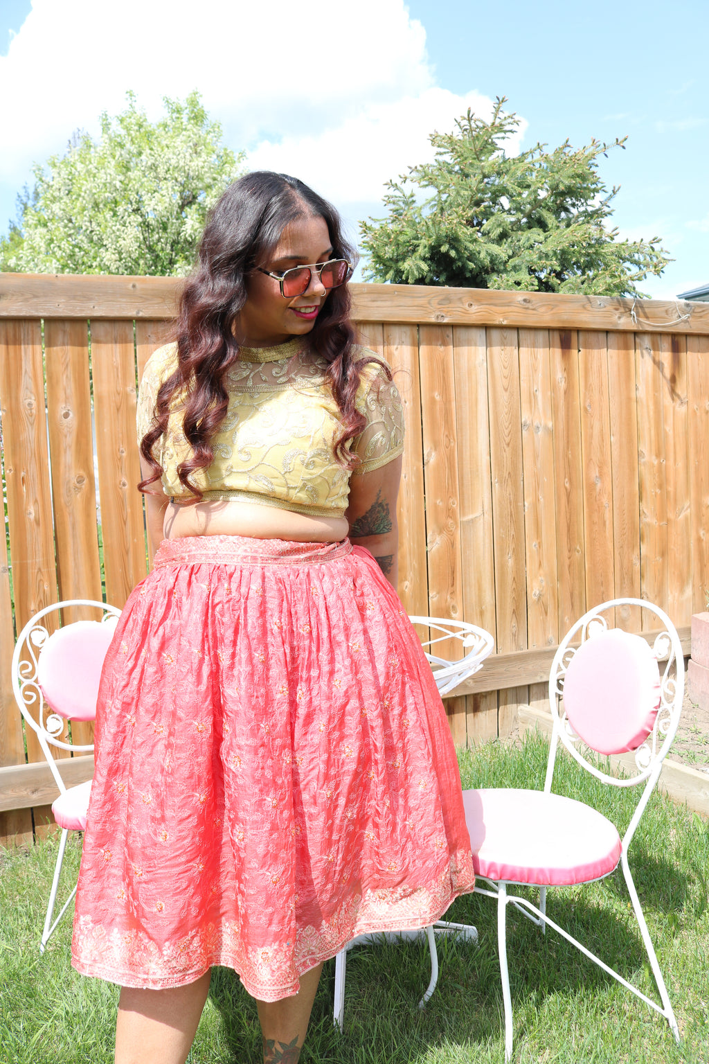 Grapefruit Twirl Tales Midi Skirt