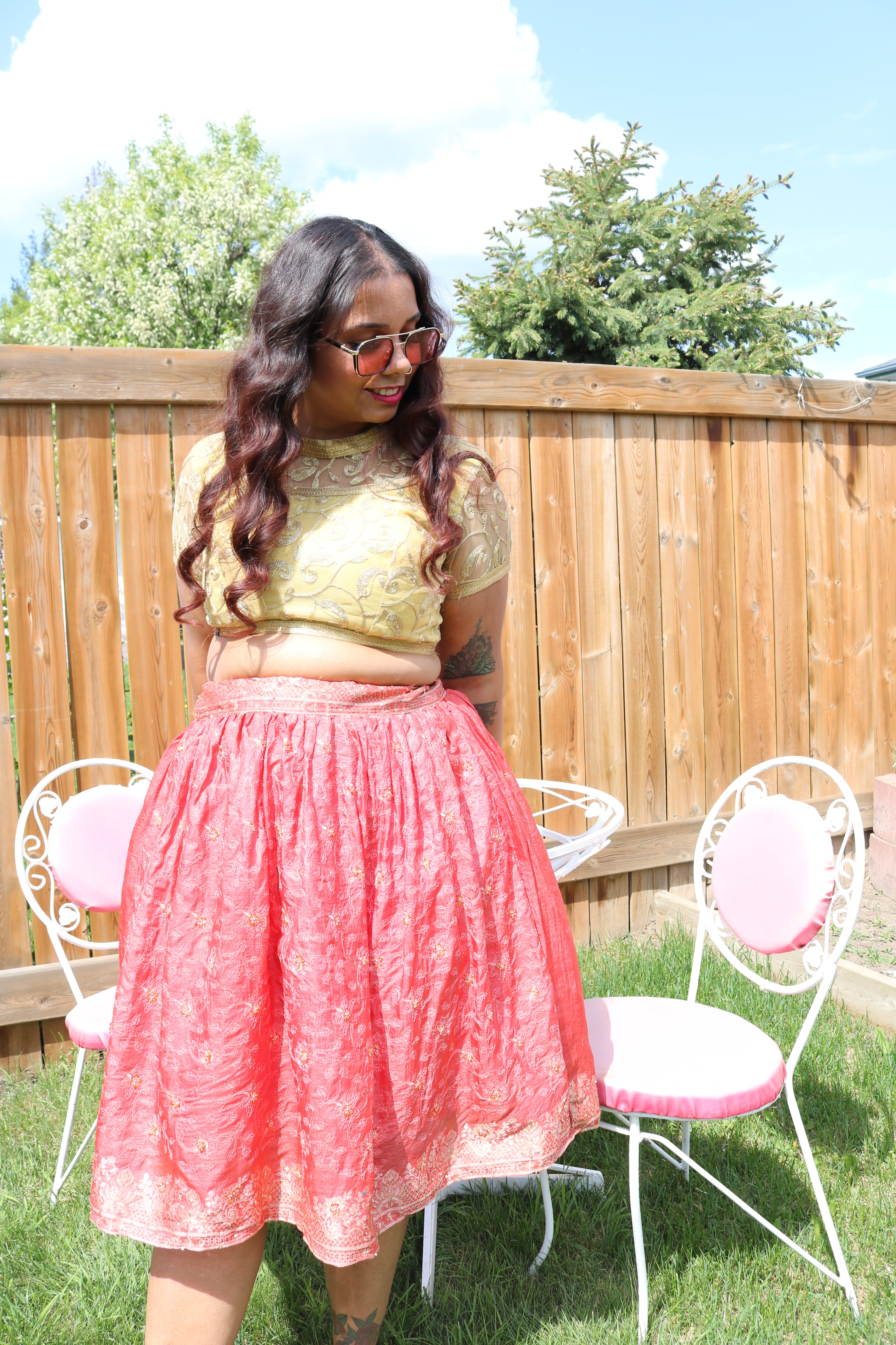 Grapefruit Twirl Tales Midi Skirt