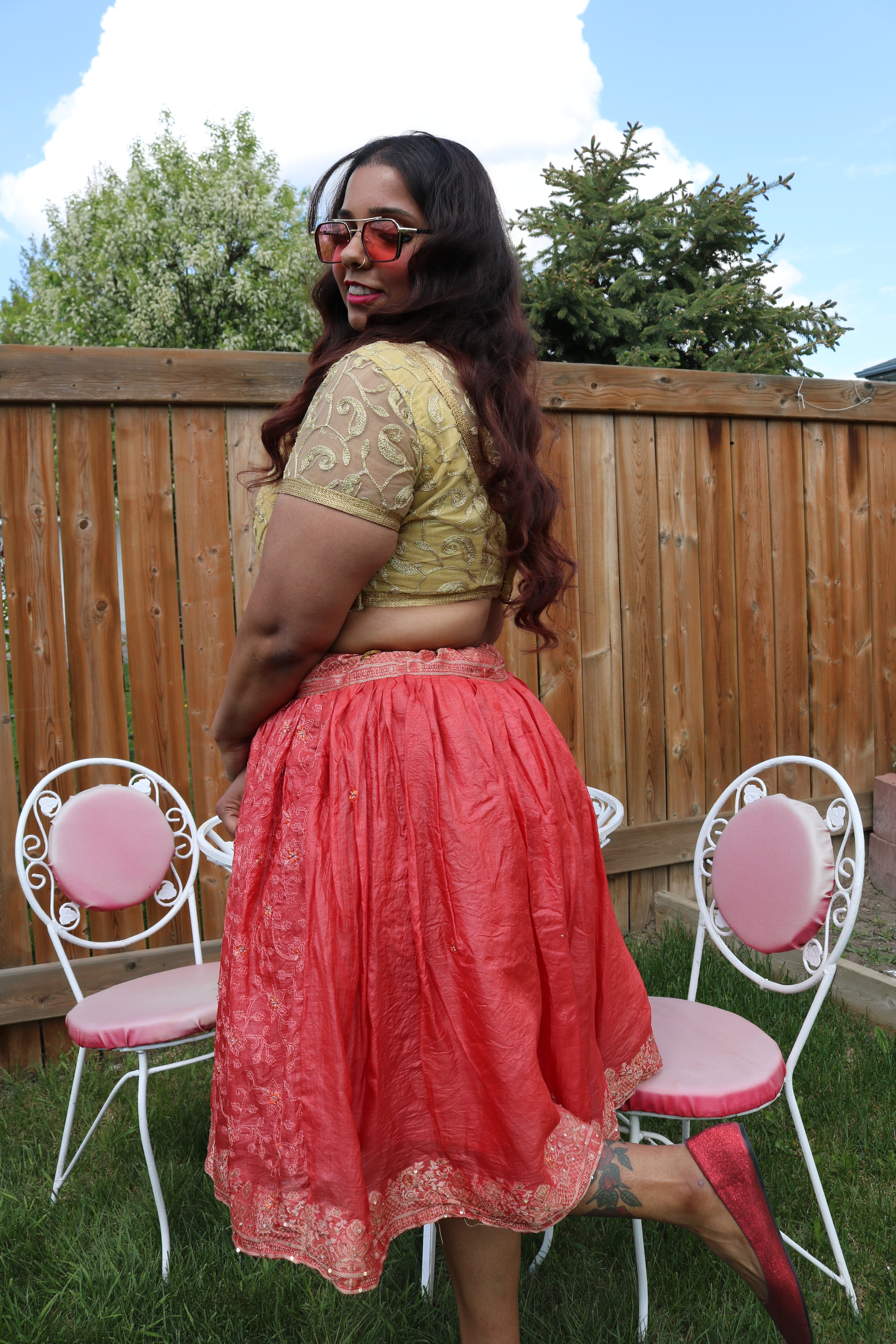 Grapefruit Twirl Tales Midi Skirt