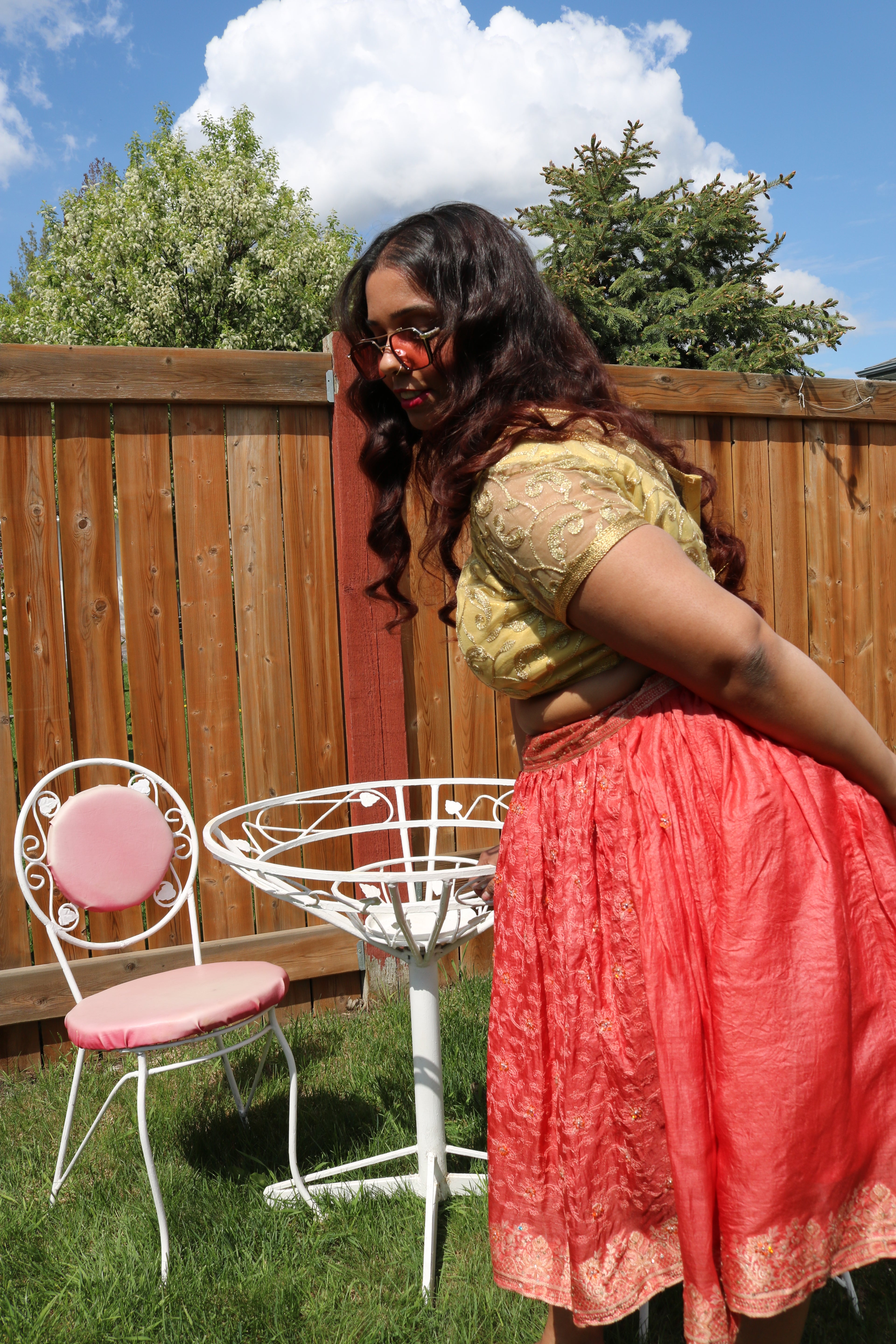 Grapefruit Twirl Tales Midi Skirt