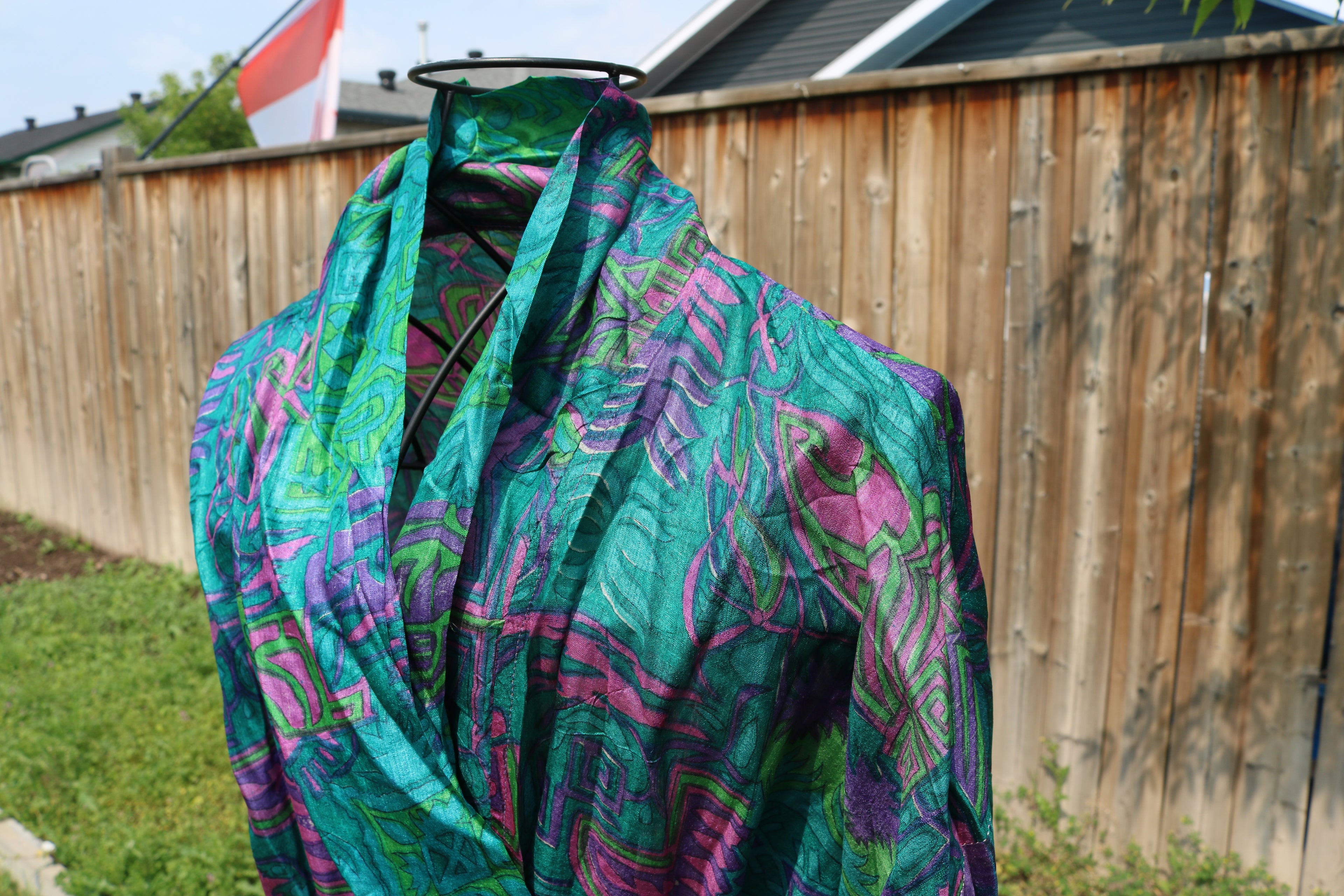 Stained Glass Silk Saree Kimono Robe