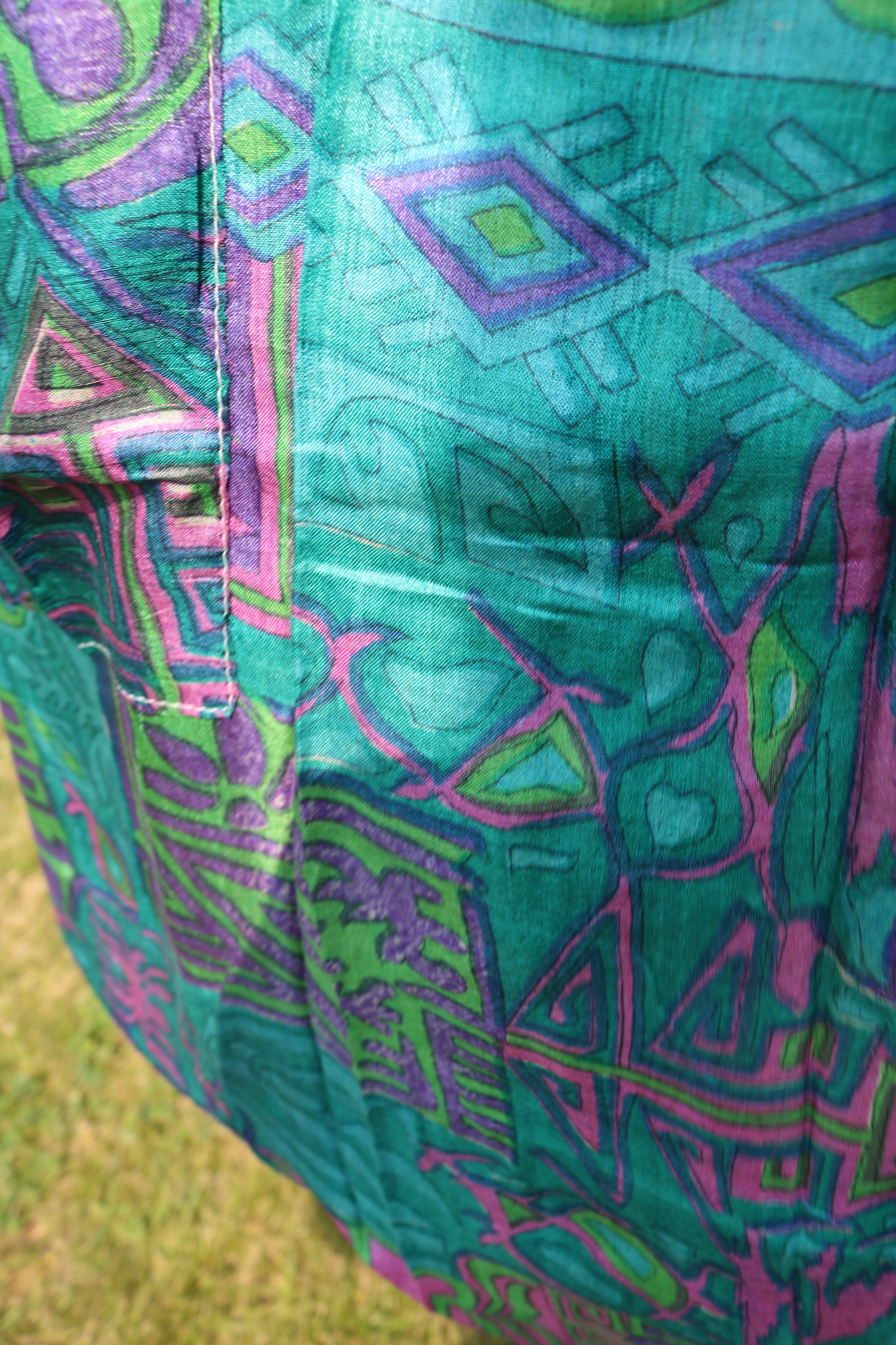 Stained Glass Silk Saree Kimono Robe